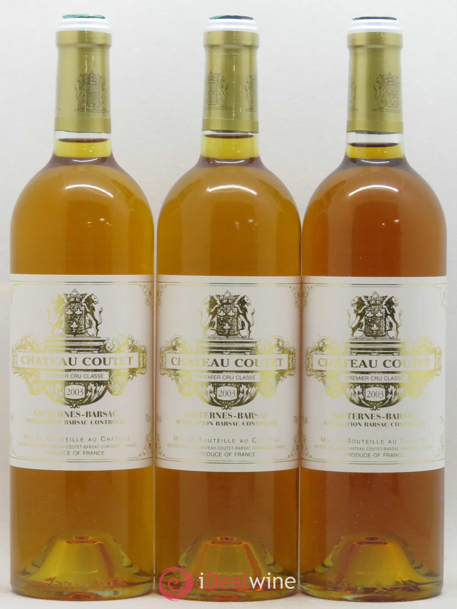 Château Coutet 1er Grand Cru Classé 2003 - Lotto di 3 bottiglie - 0