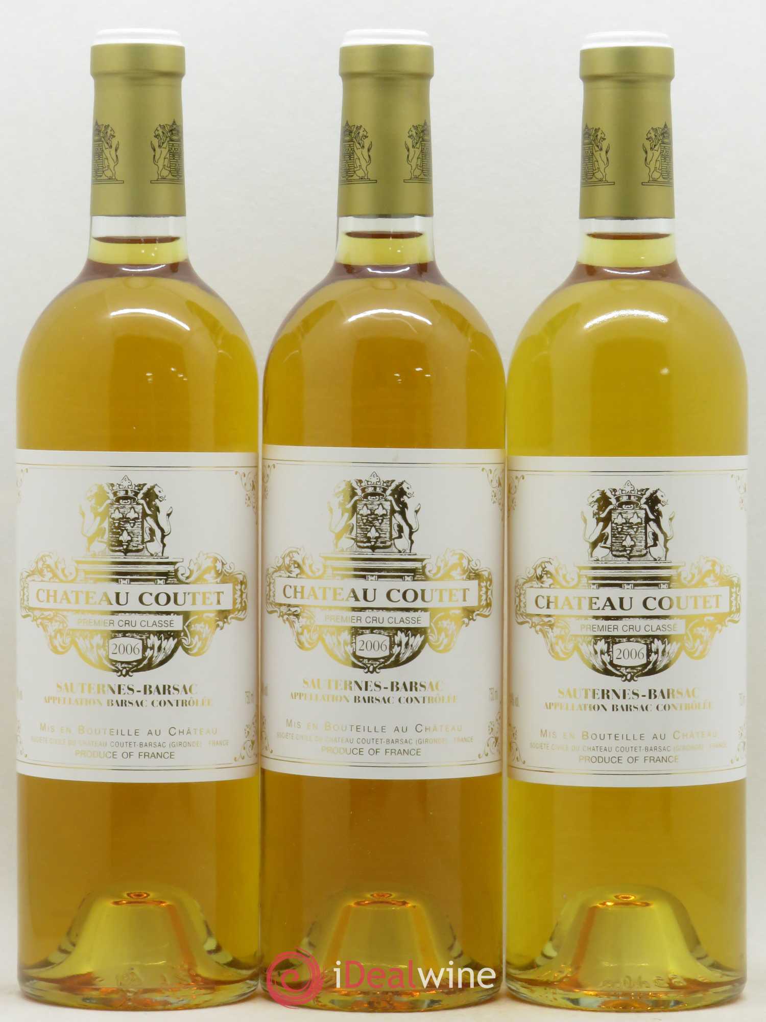Château Coutet 1er Grand Cru Classé 2006 - Lotto di 3 bottiglie - 0