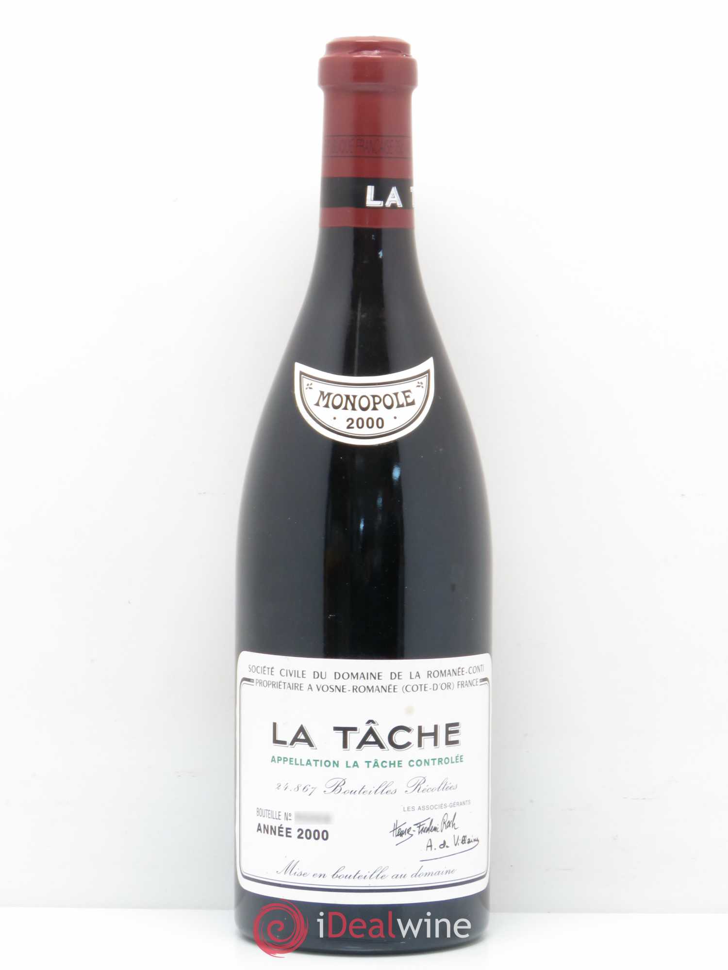La Tâche Grand Cru Domaine de la Romanée-Conti 2000 - Lot de 1 bouteille - 0