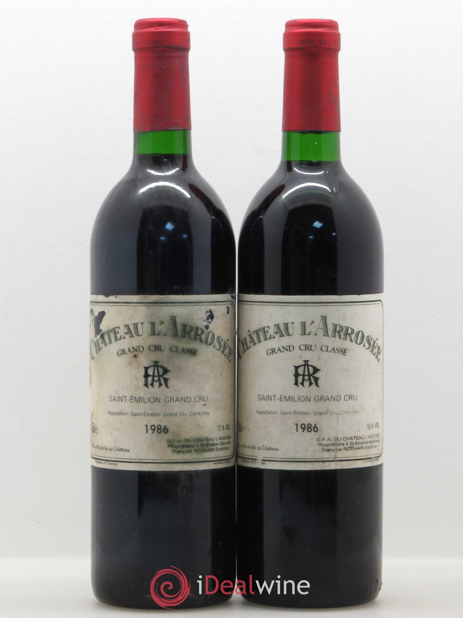 Château l' Arrosée Grand Cru Classé 1986 - Lot de 2 bouteilles - 0