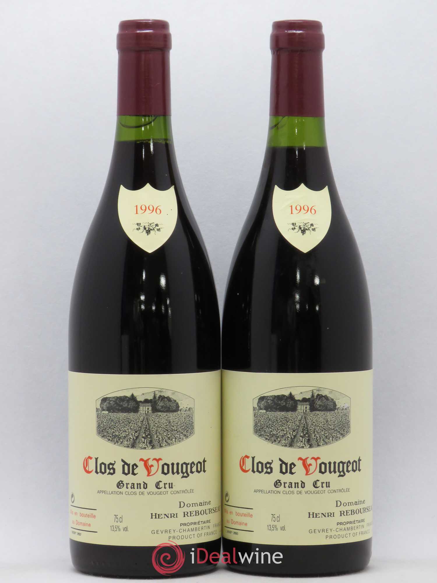 Clos de Vougeot Grand Cru Henri Rebourseau (Domaine) 1996 - Lot de 2 bouteilles - 0