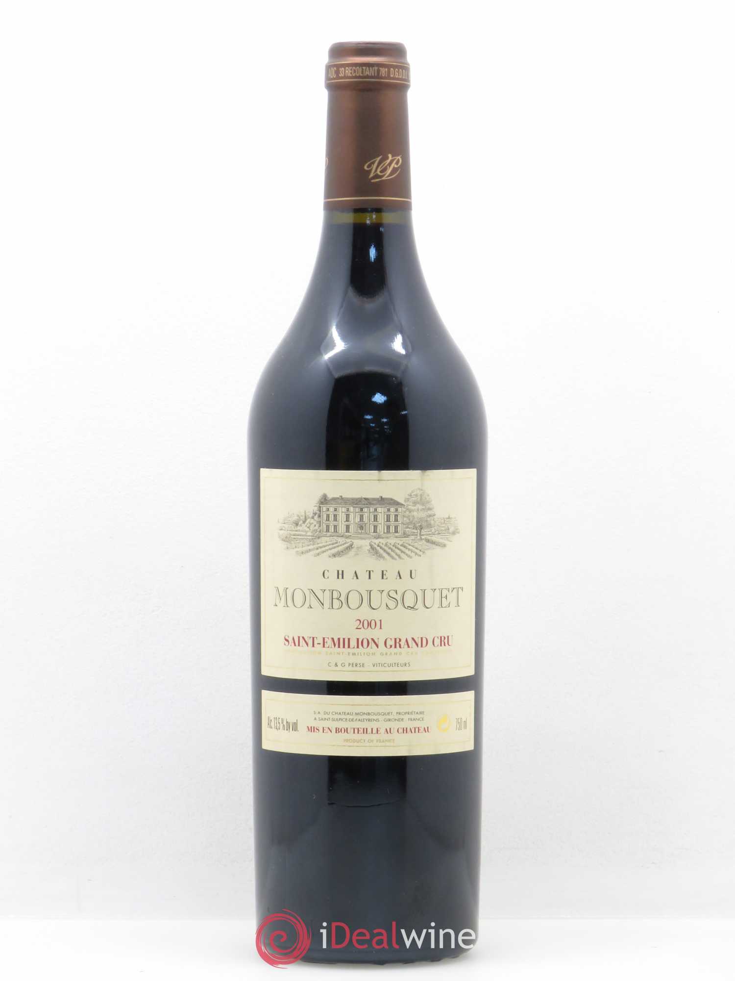 Château Monbousquet Grand Cru Classé 2001 - Lot de 1 bouteille - 0