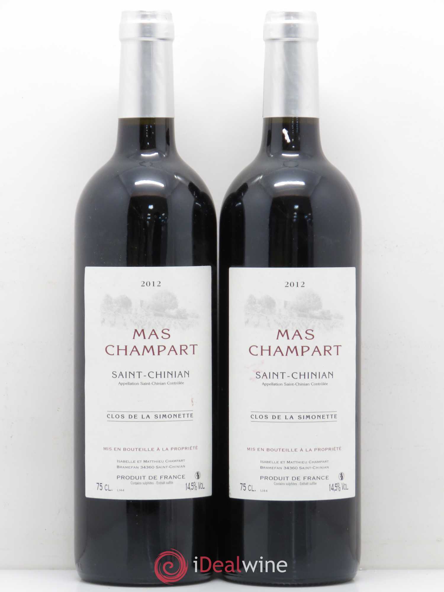 Saint-Chinian Mas Champart Clos de La Simonette Isabelle et Mathieu Champart 2012 - Lot de 2 bouteilles - 0