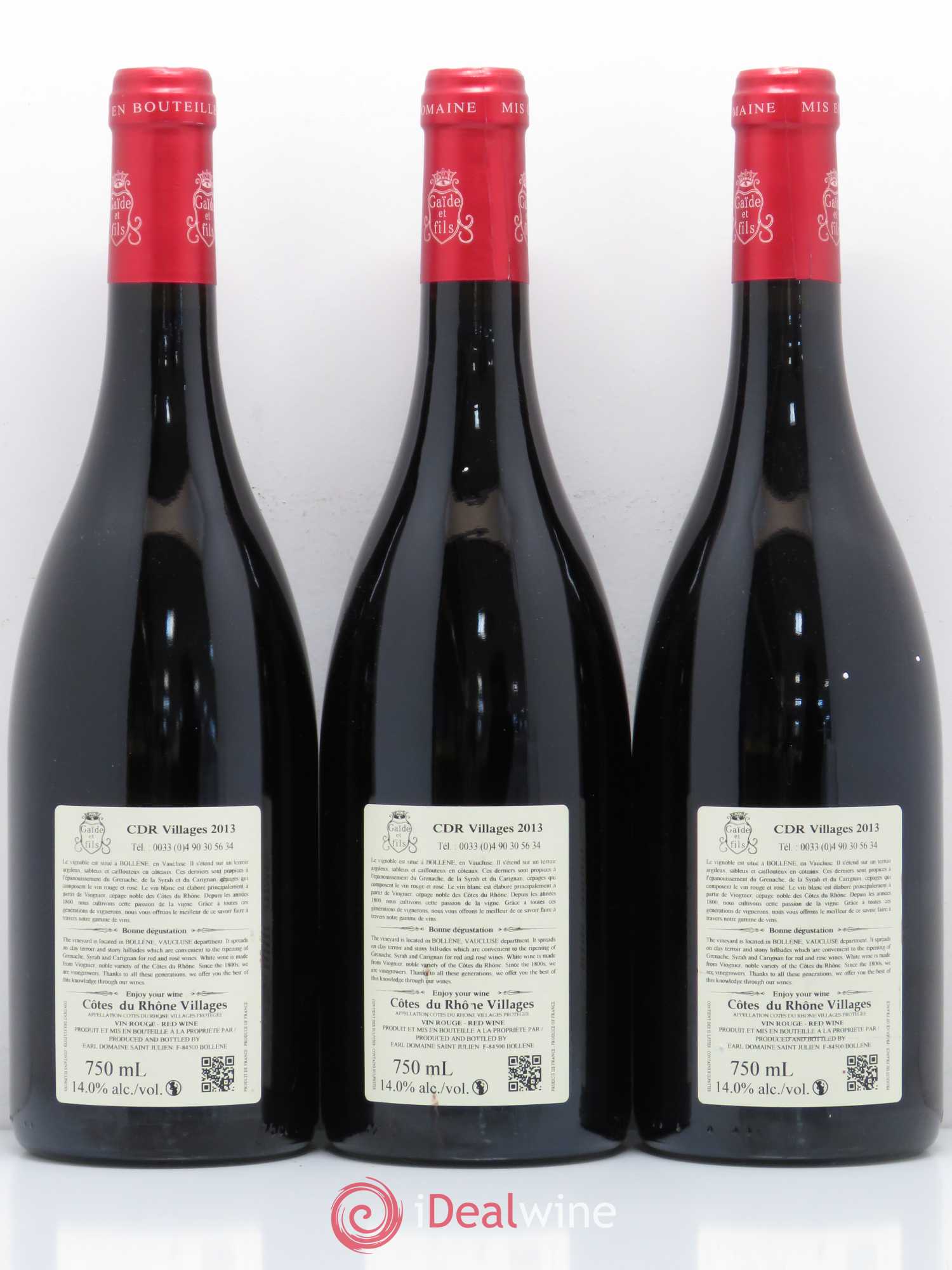 Côtes-du-Rhône Saint Julien de l'Embisque Prestige 2013 - Lot de 3 bouteilles - 1