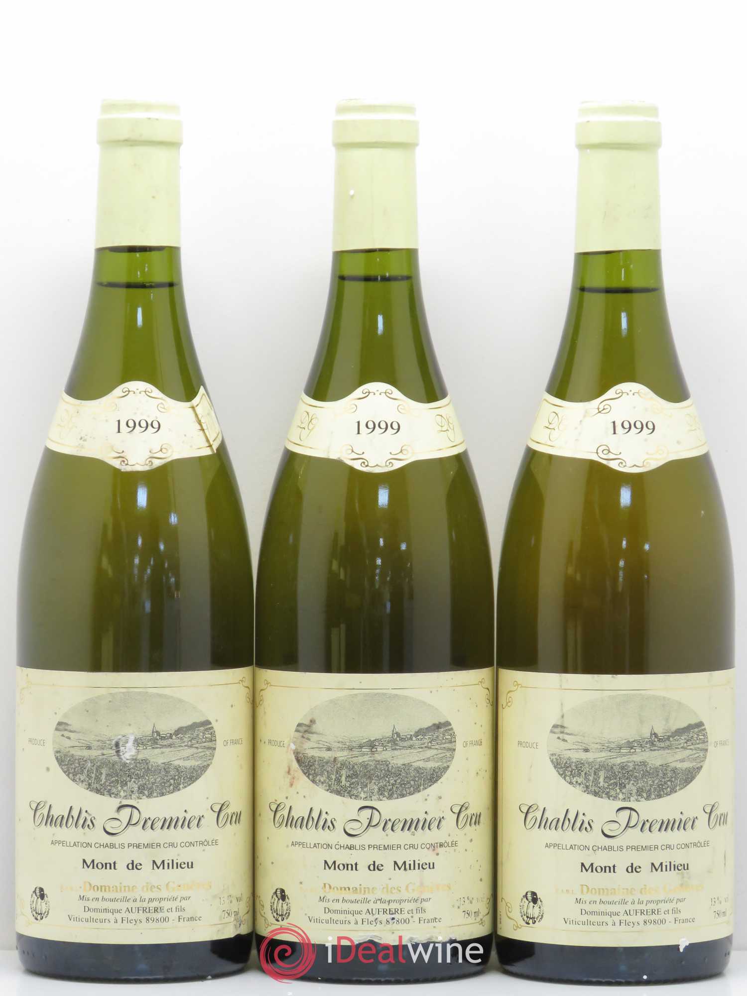 Chablis 1er Cru Mont De Milieu Domaine Des Genèves Dominique Aufrère Et Fils 1999 - Lot of 5 bottles - 1