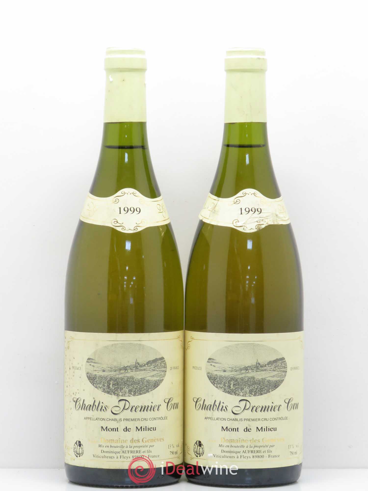 Chablis 1er Cru Mont De Milieu Domaine Des Genèves Dominique Aufrère Et Fils 1999 - Lot of 5 bottles - 2