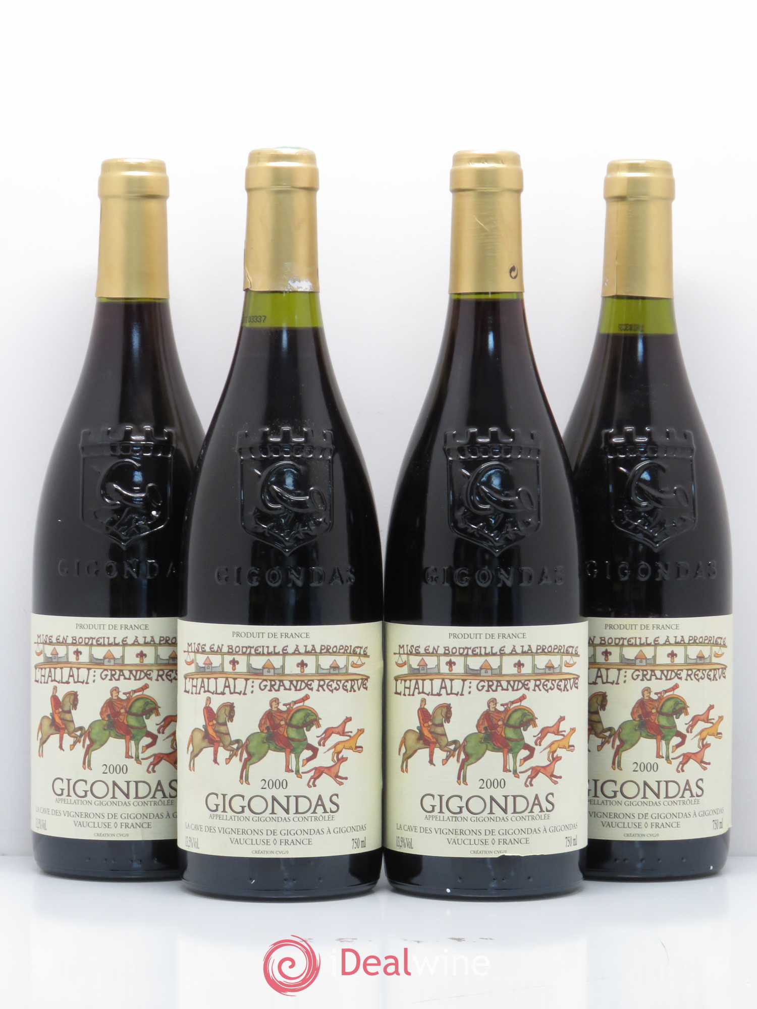 Gigondas L'Hallali Grande Réserve Cave Des Vignerons (sans prix de réserve) 2000 - Posten von 4 Flaschen - 0