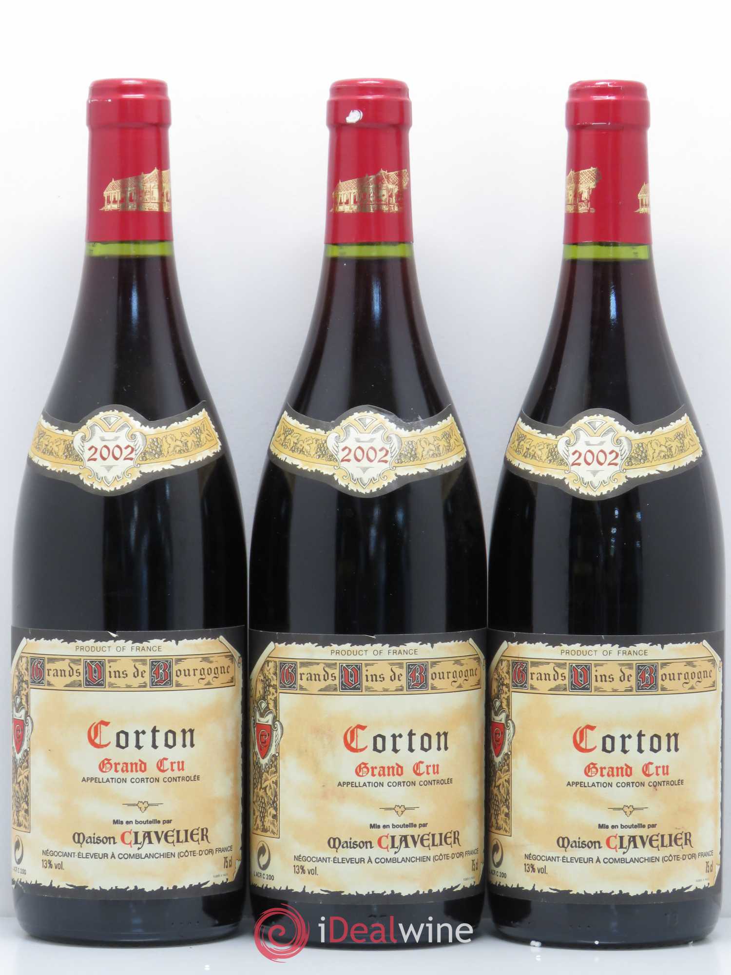Corton Grand Cru Maison Clavelier (sans prix de réserve) 2002 - Posten von 3 Flaschen - 0