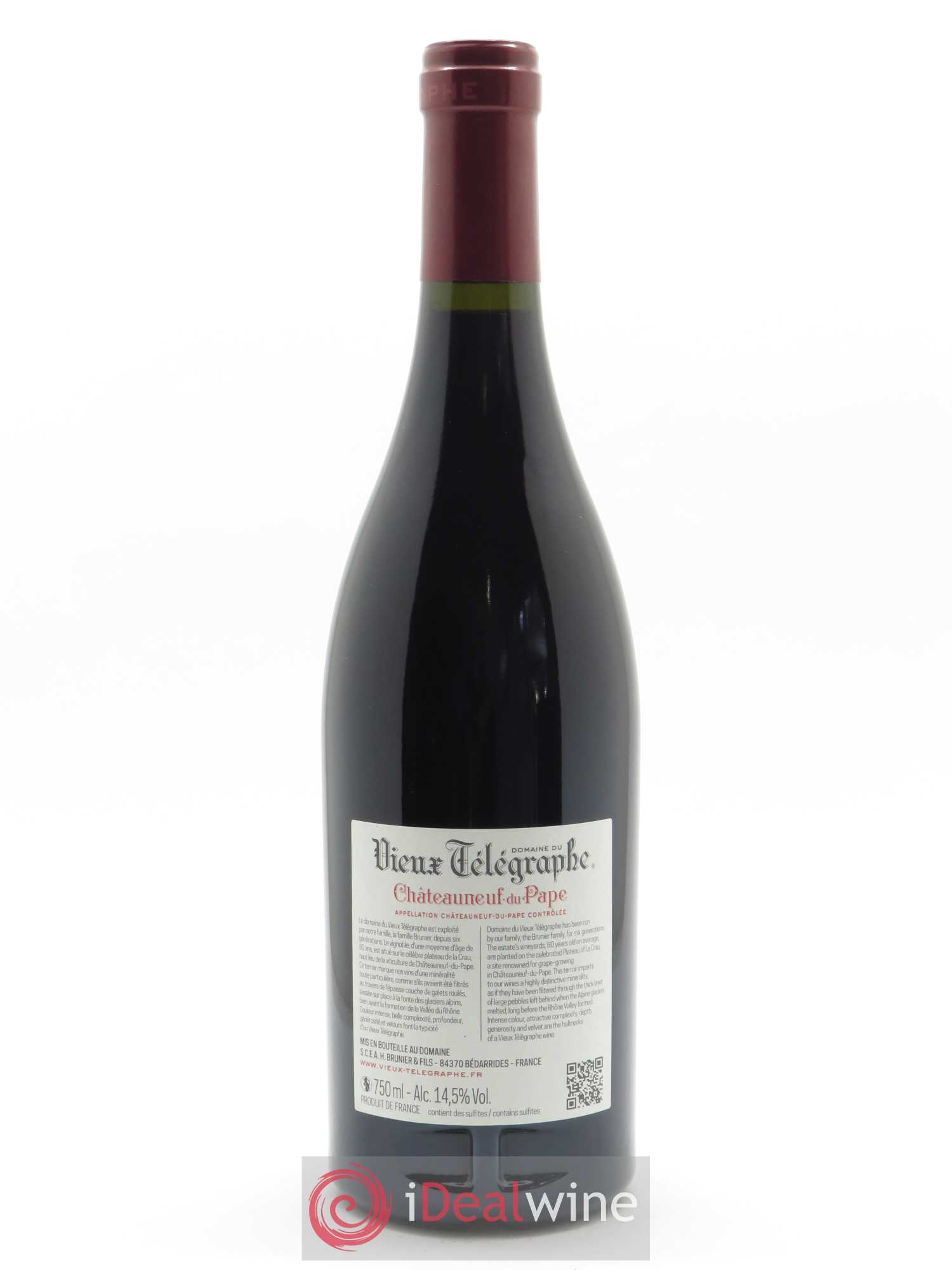Châteauneuf-du-Pape Vieux Télégraphe (Domaine du) Vignobles Brunier 2018 - Lot de 1 bouteille - 1