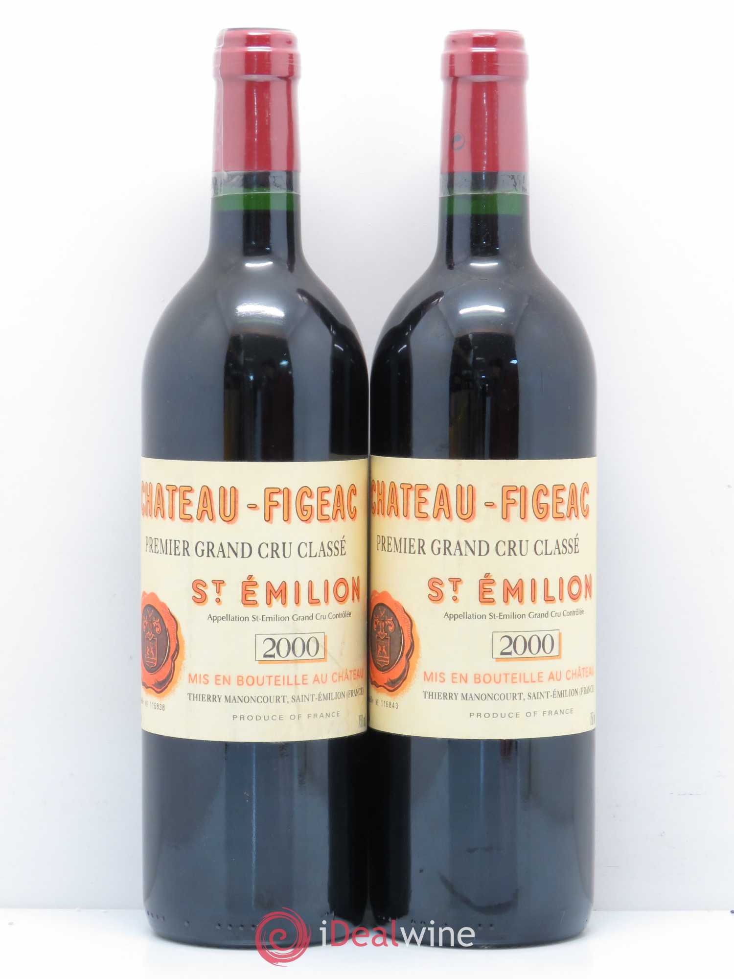 Château Figeac 1er Grand Cru Classé A 2000 - Lot de 2 bouteilles - 0