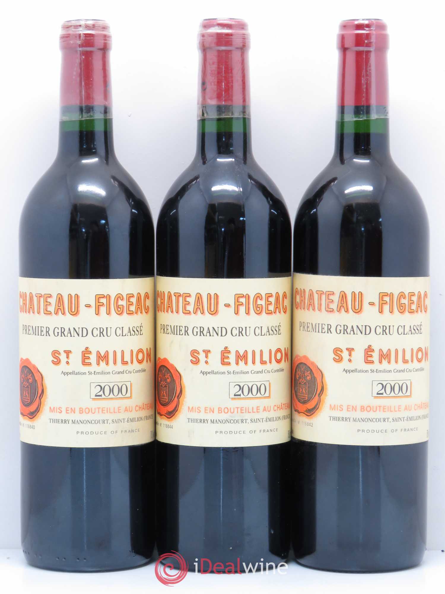 Château Figeac 1er Grand Cru Classé A 2000 - Lot de 3 bouteilles - 0