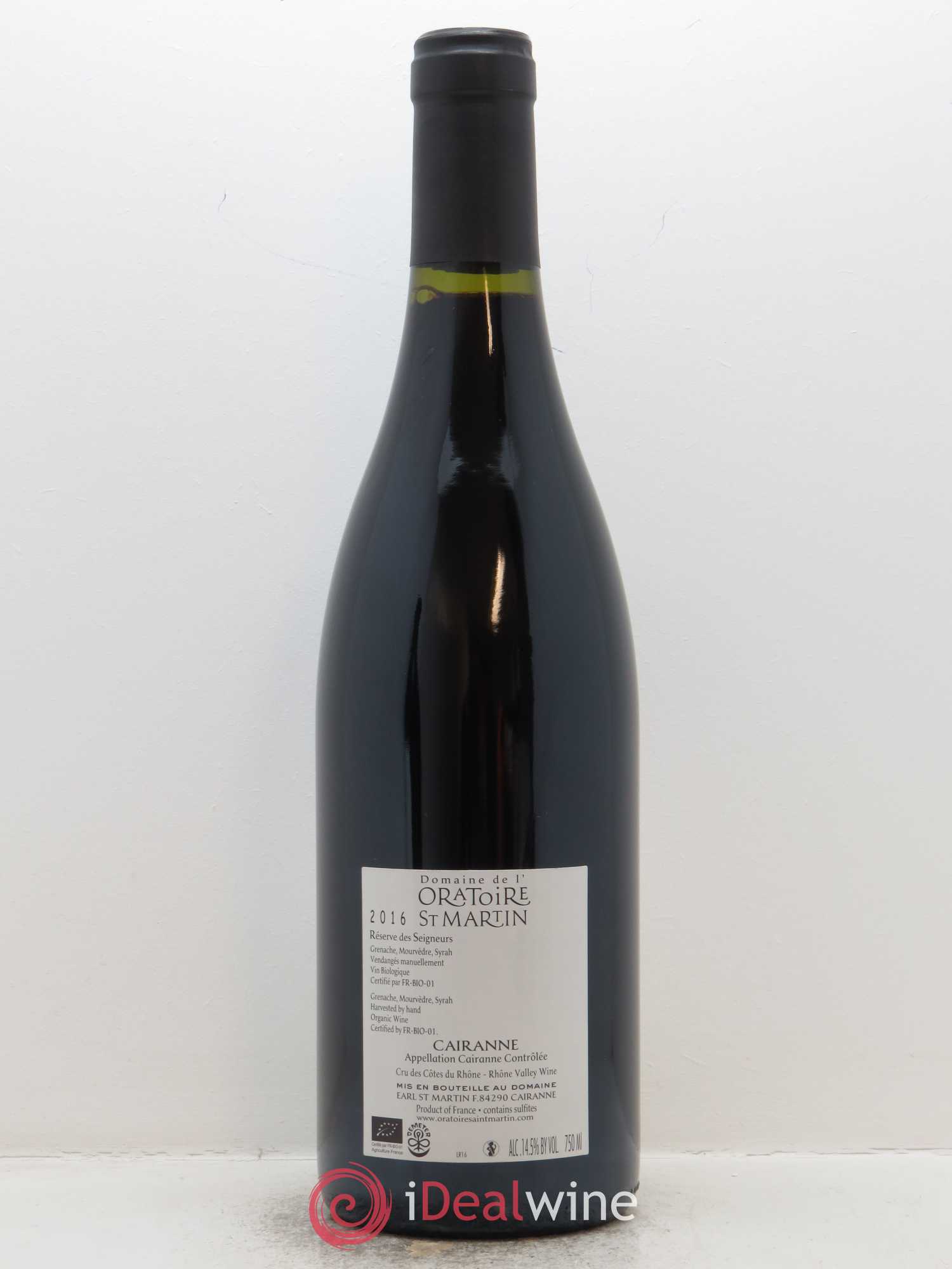 Cairanne Réserve des Seigneurs Oratoire Saint-Martin - Frédéric et François Alary 2016 - Lot de 1 bouteille - 1