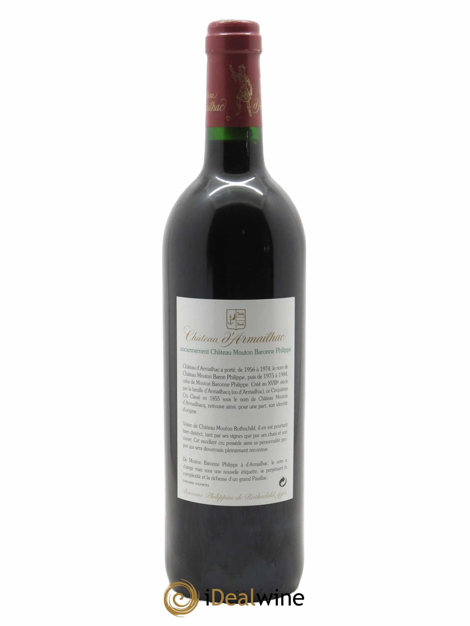 Château d' Armailhac - Mouton Baron(ne) Philippe 5ème Grand Cru Classé (CBO à partir de 6 bts) 2003 - Lot de 1 bouteille - 1