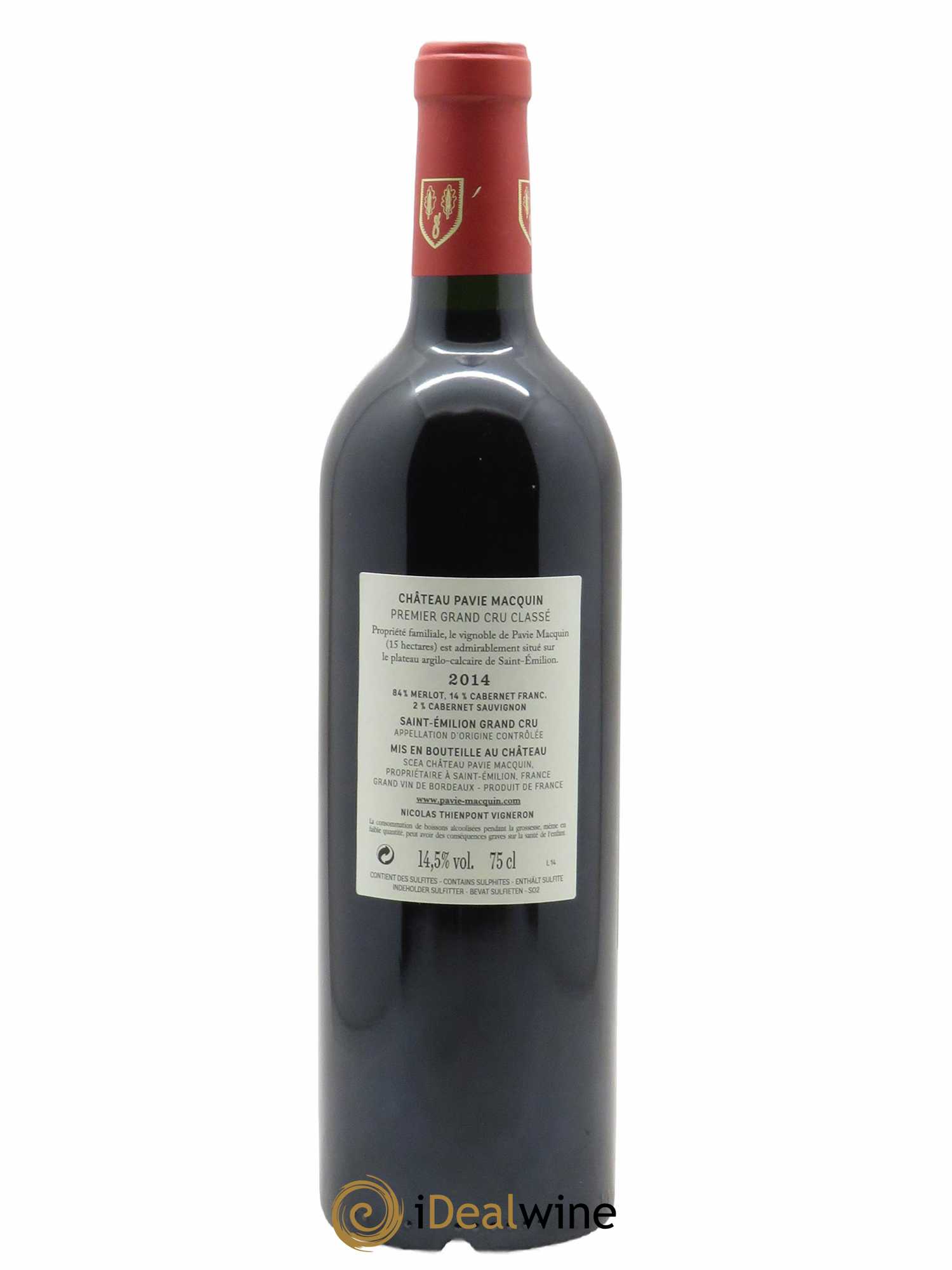 Château Pavie Macquin 1er Grand Cru Classé B (CBO à partir de 6 BTS) 2014 - Lot de 1 bouteille - 1