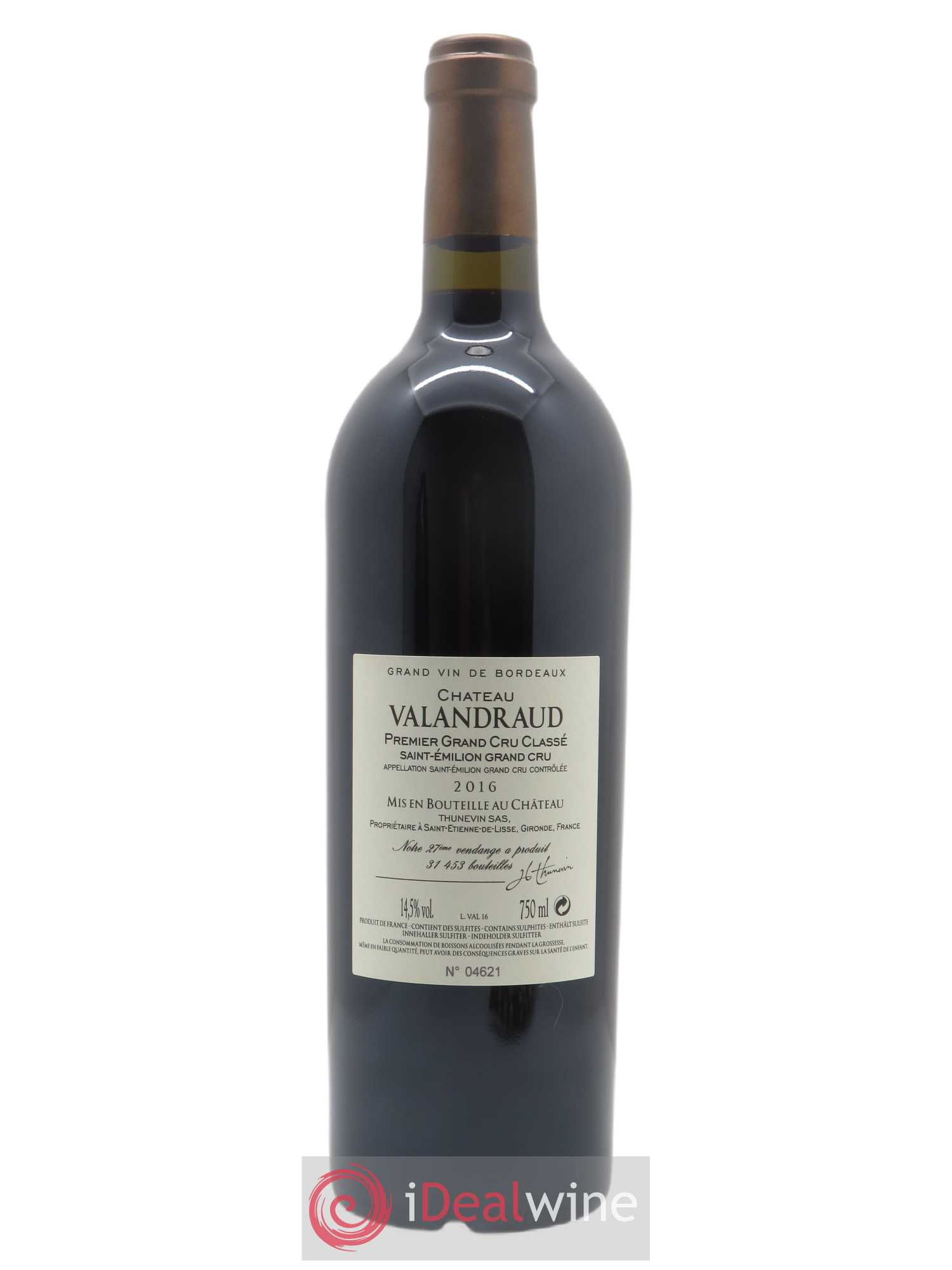 Château de Valandraud 1er Grand Cru Classé B depuis 2012 2016 - Lot of 1 bottle - 2