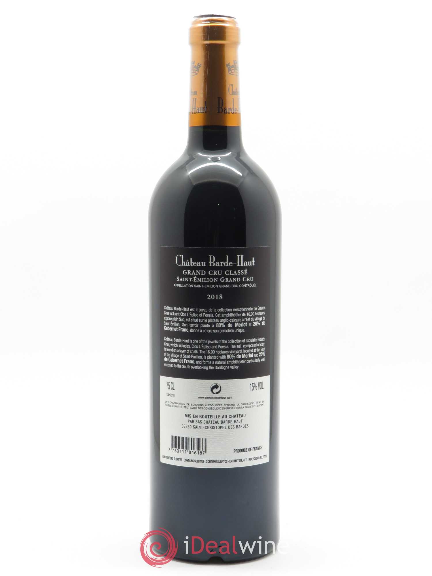 Château Barde Haut Grand Cru Classé (OWC if 6 bts) 2018 - Lot of 1 bottle - 1