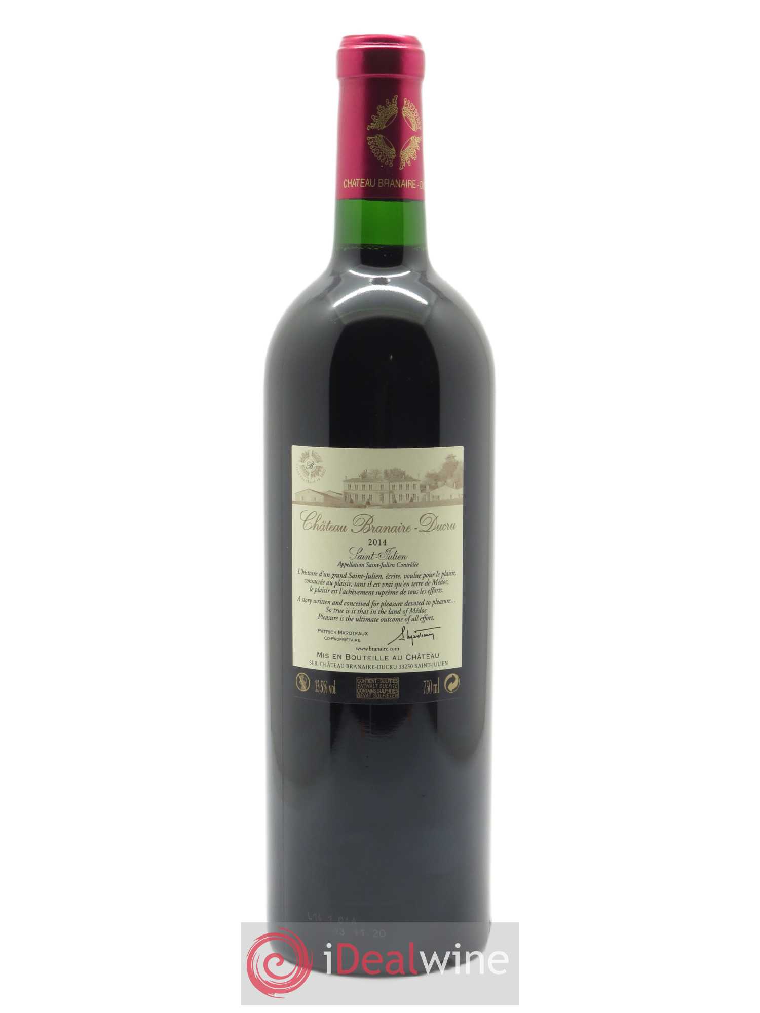 Château Branaire Ducru 4ème Grand Cru Classé (CBO à partir de 6 bts) 2014 - Lot de 1 bouteille - 1