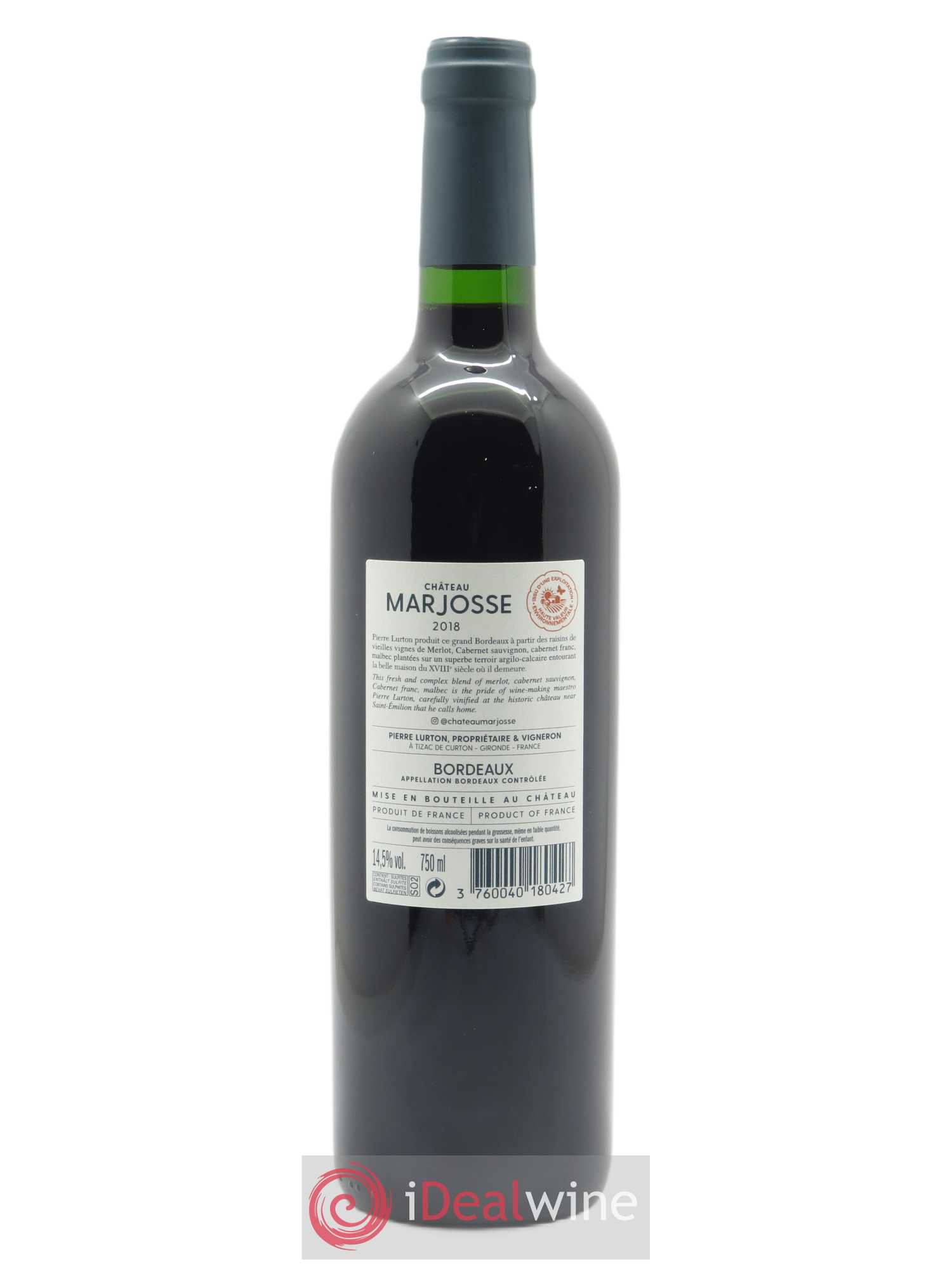 Château Marjosse 2018 - Lot de 1 bouteille - 1