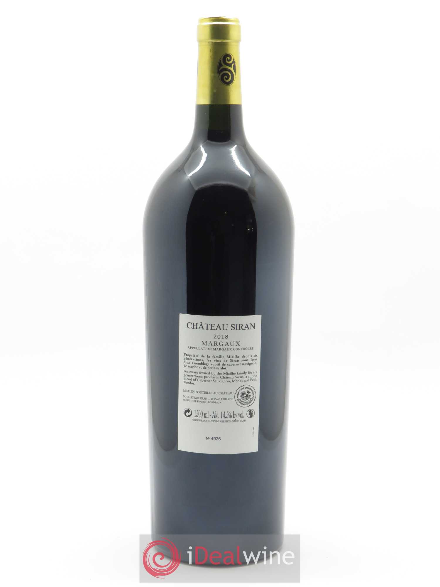 Château Siran (CBO à partir de 6 mgs) 2018 - Lot de 1 magnum - 1