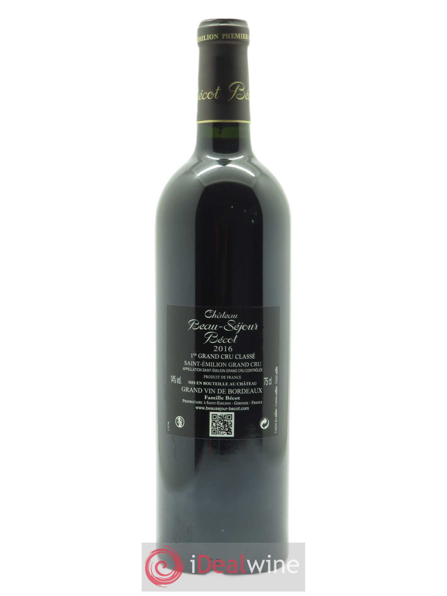 Château Beau-Séjour Bécot 1er Grand Cru Classé B (CBO à partir de 12 bts) 2016 - Lot de 1 bouteille - 1