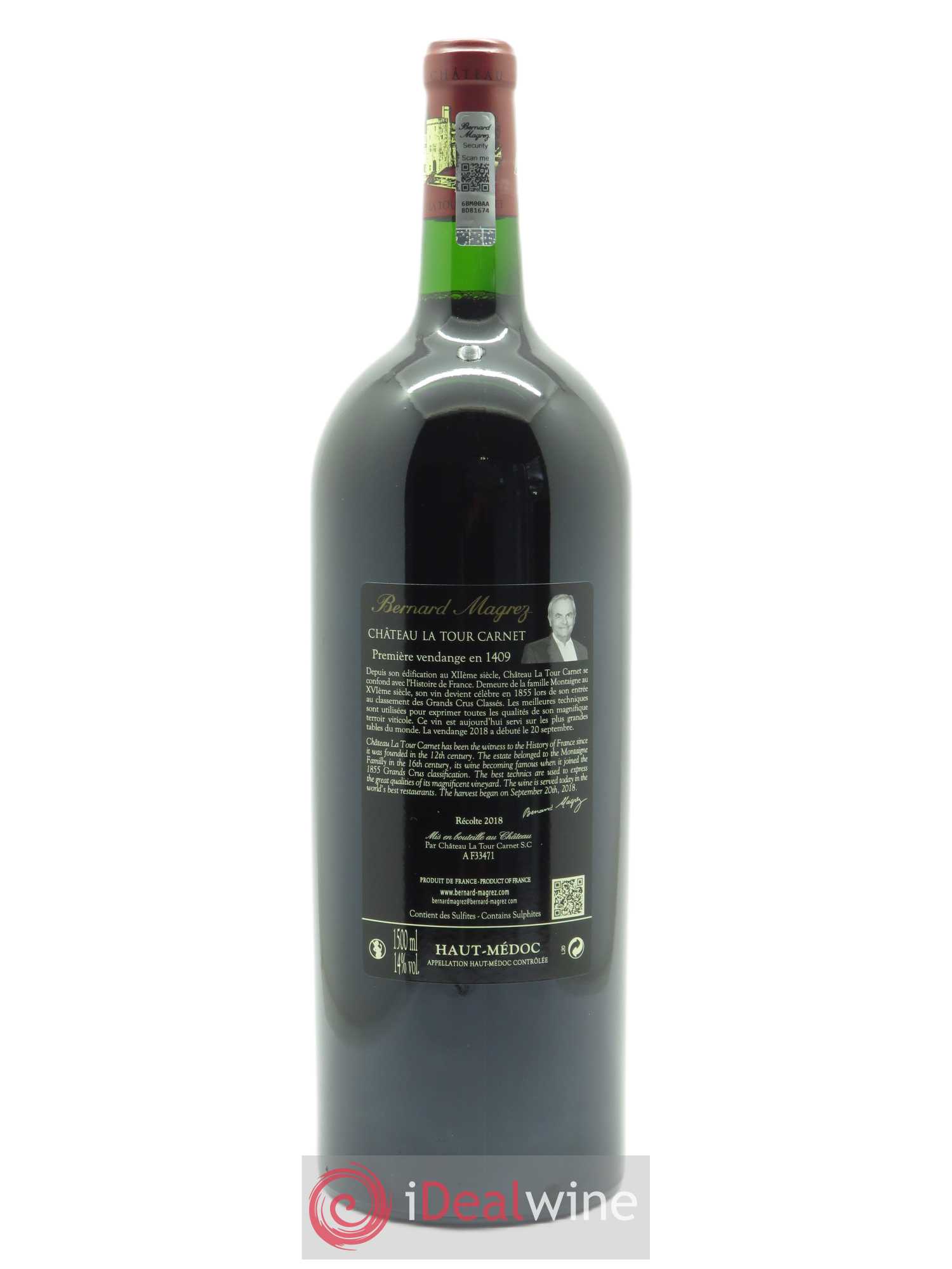 Château la Tour Carnet 4ème Grand Cru Classé (CBO à partir de 6 mgs) 2018 - Lot de 1 magnum - 1