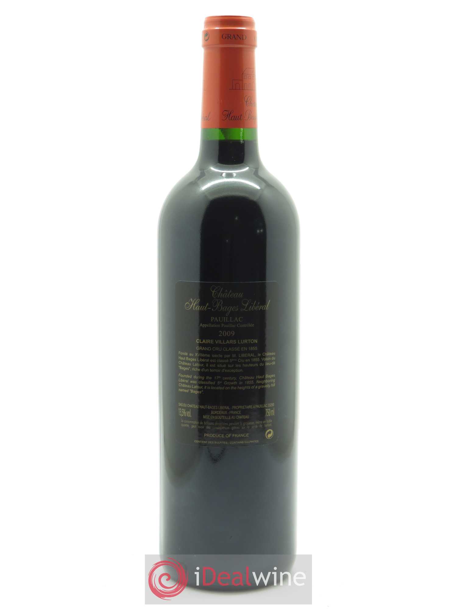 Château Haut Bages Libéral 5ème Grand Cru Classé (CBO à partir de 12 bts) 2009 - Lot de 1 bouteille - 1