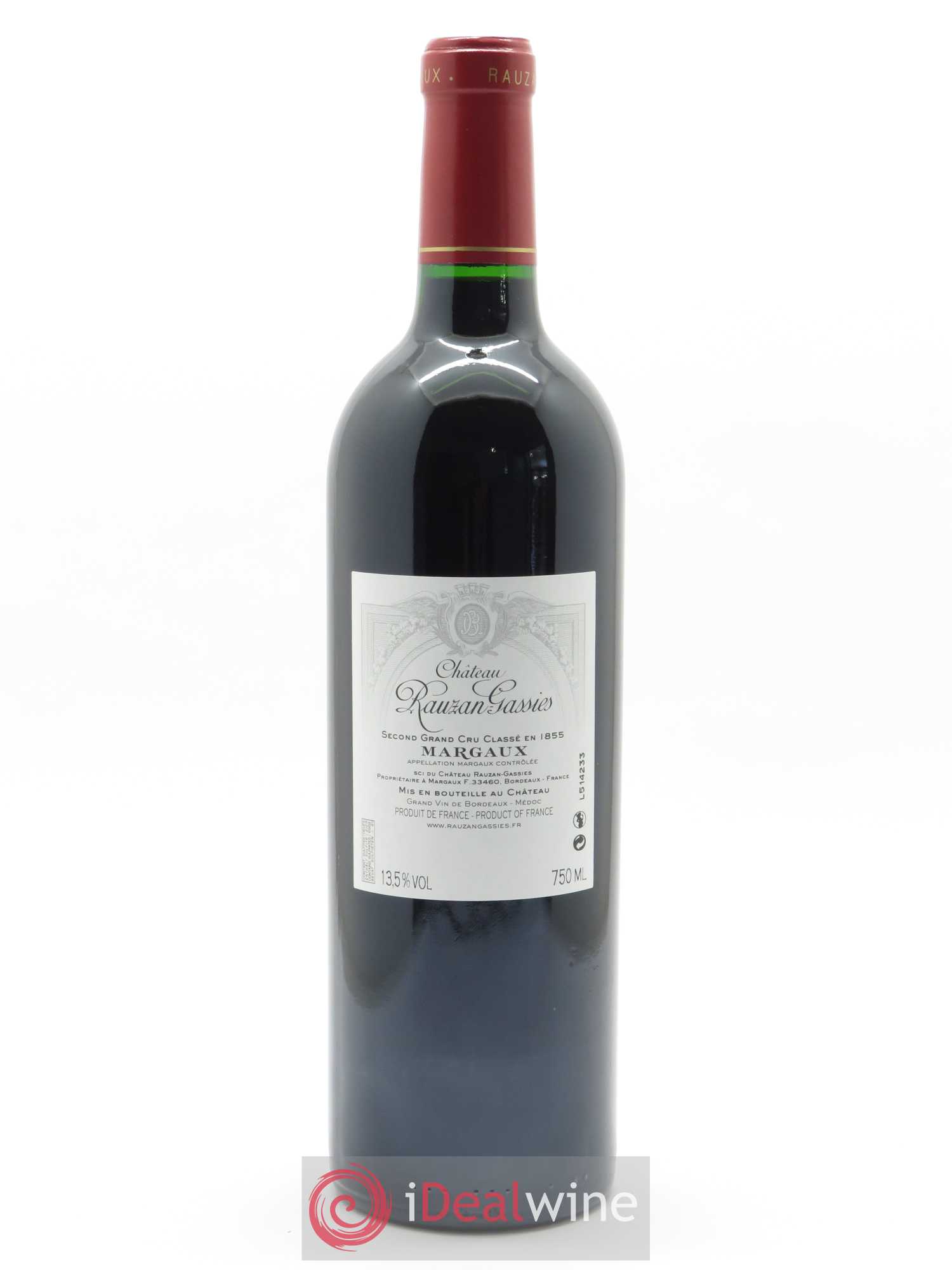 Château Rauzan-Gassies 2ème Grand Cru Classé 2017 - Lot de 1 bouteille - 1