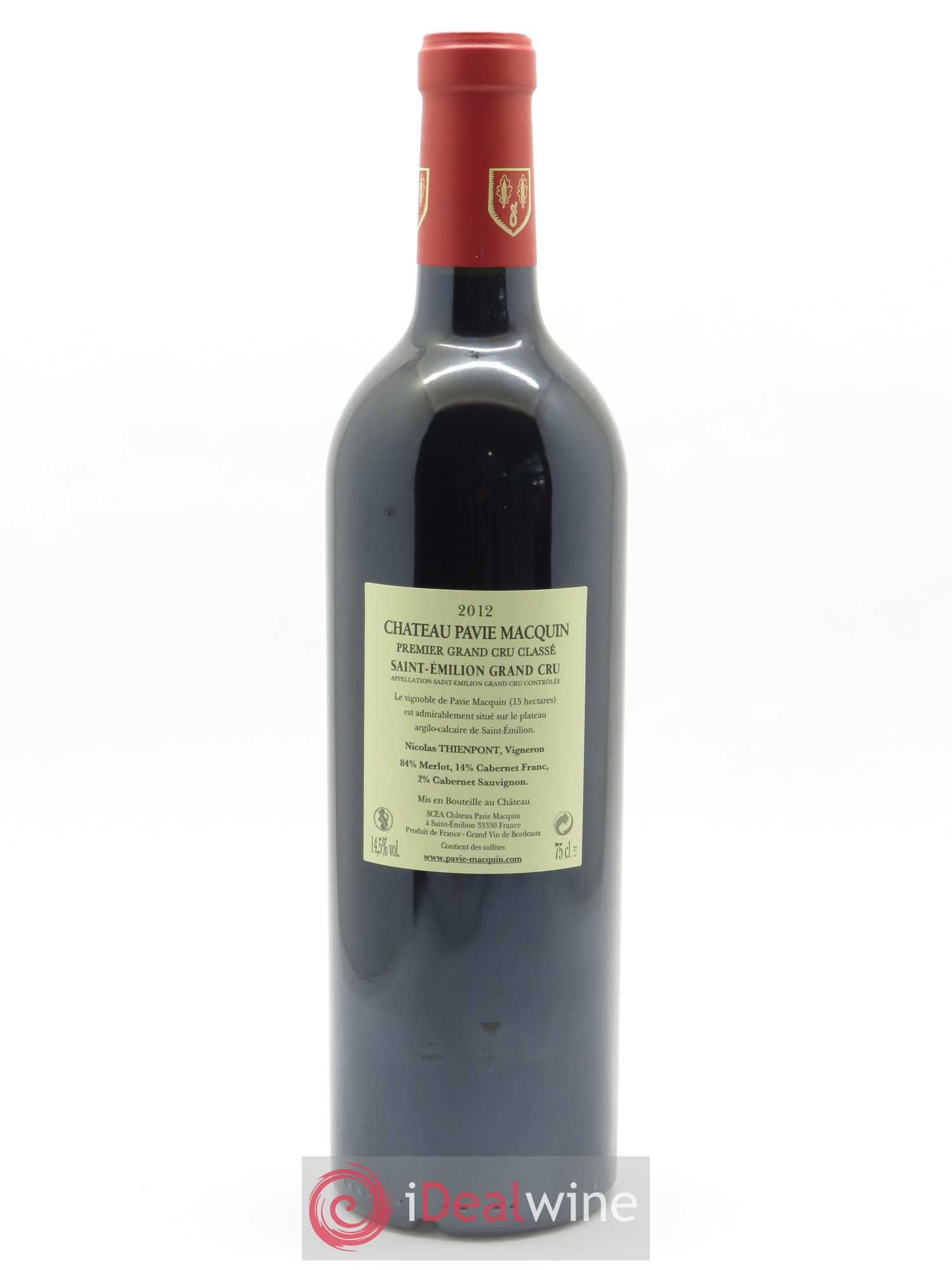 Château Pavie Macquin 1er Grand Cru Classé B 2012 - Lot de 1 bouteille - 1