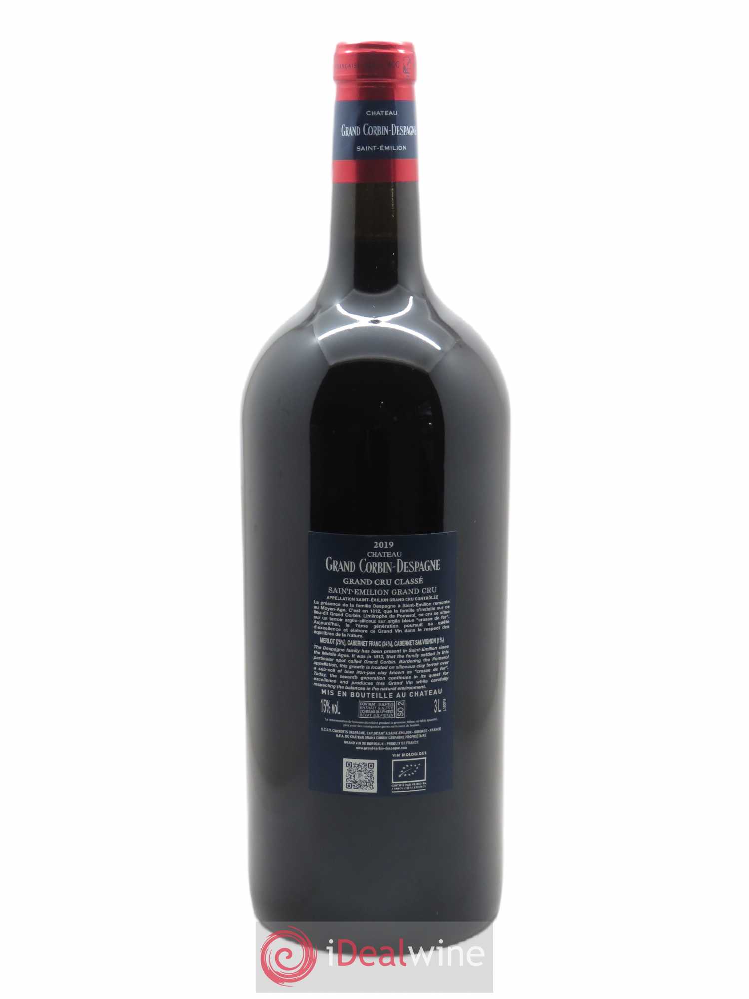 Château Grand Corbin Despagne Grand Cru Classé (CBO à partir de 1 BTE) 2019 - Lot de 1 double magnum - 1
