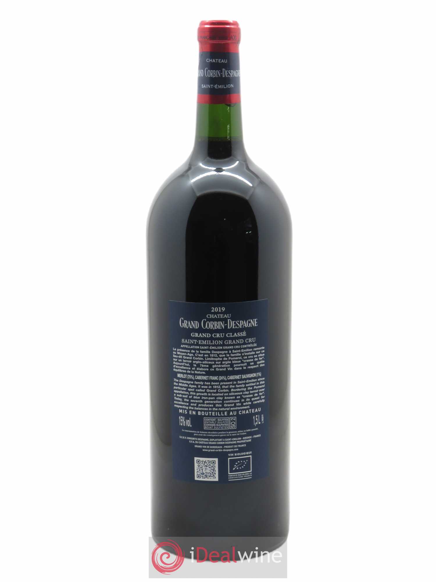 Château Grand Corbin Despagne Grand Cru Classé (CBO à partir de 6 BTS) 2019 - Lot de 1 magnum - 1