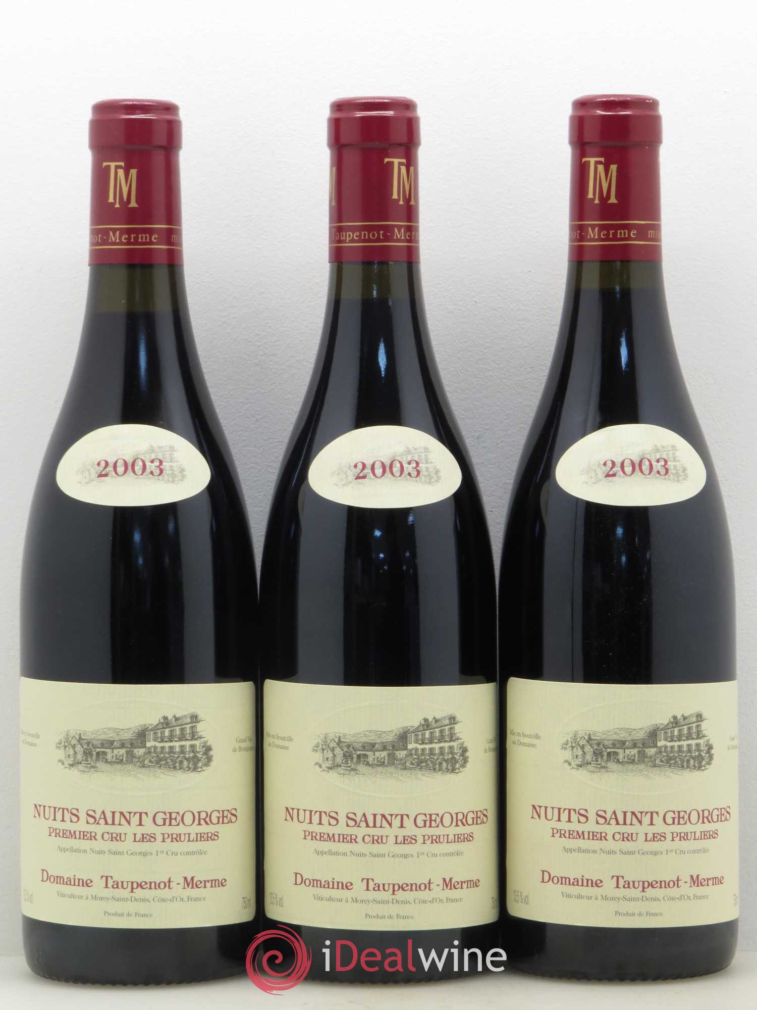 Nuits-Saint-Georges 1er Cru Les Pruliers Domaine Taupenot Merme 2003 - Posten von 3 Flaschen - 0
