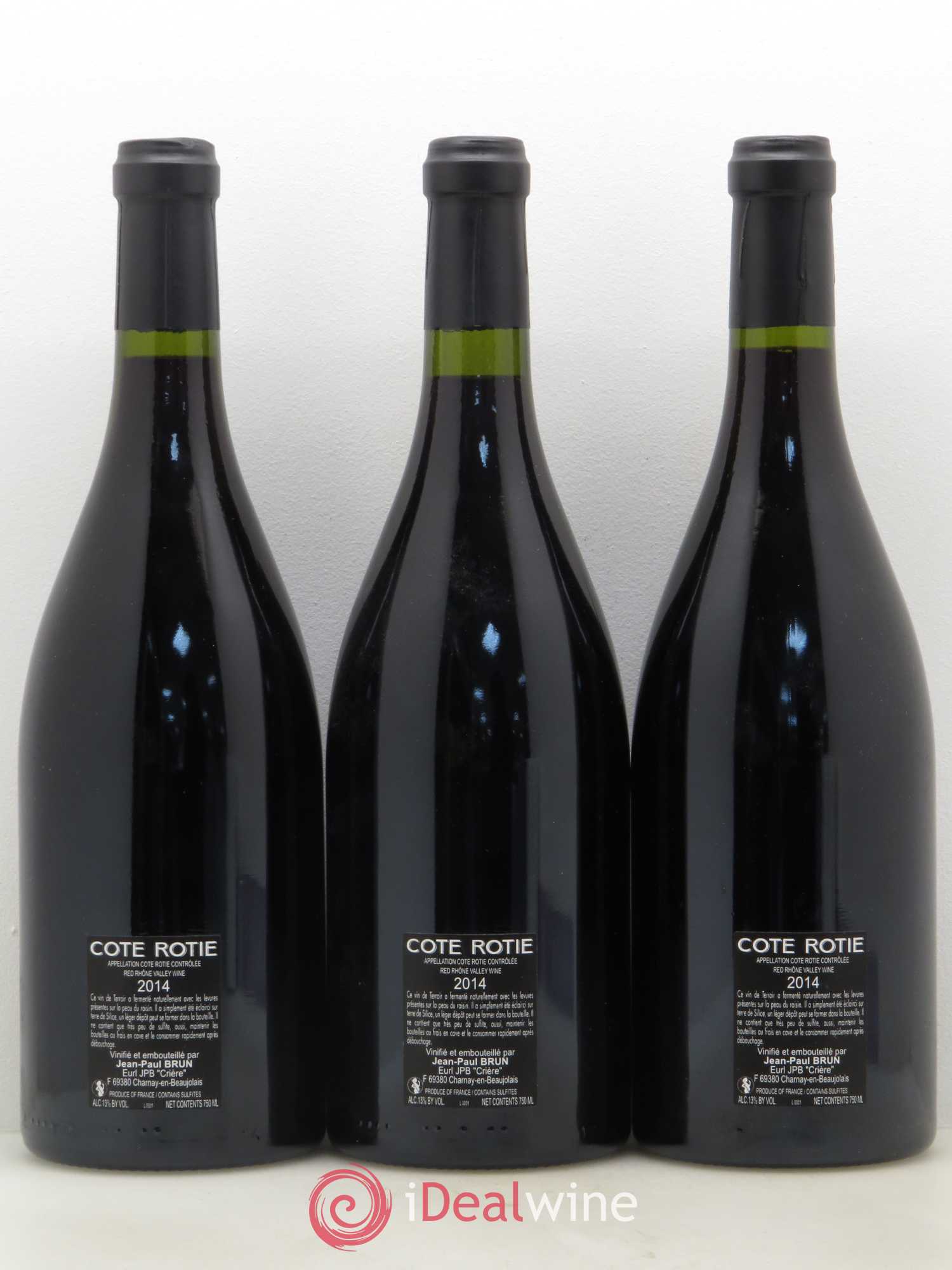 Côte-Rôtie Terres Roties Domaine J P Brun 2014 - Posten von 3 Flaschen - 1