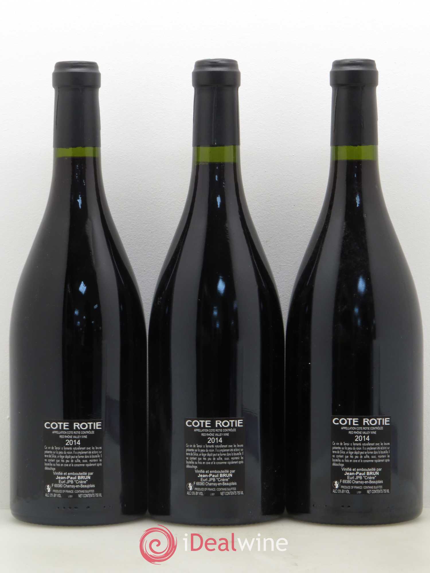 Côte-Rôtie Terres Roties Domaine J P Brun 2014 - Posten von 3 Flaschen - 1