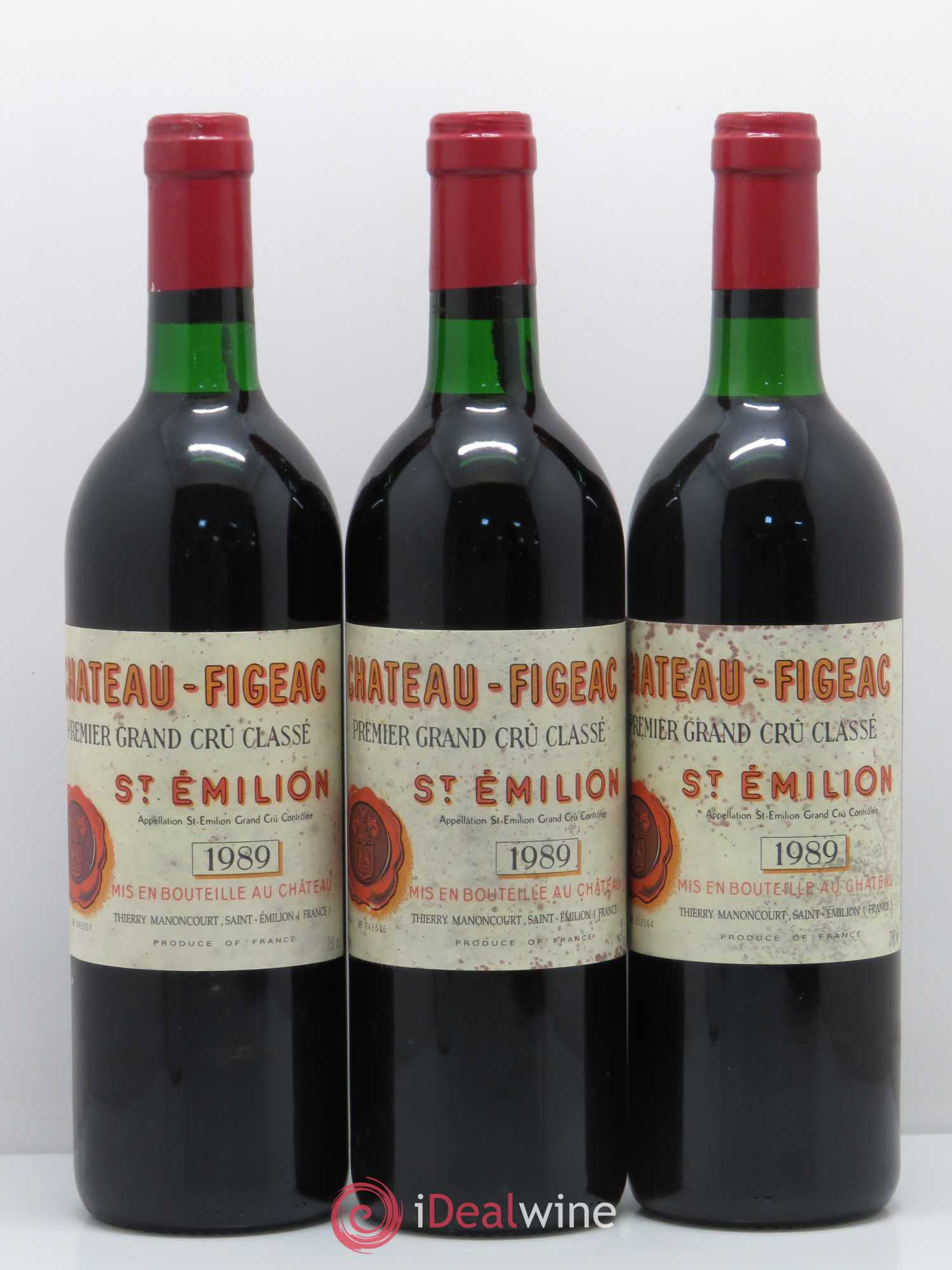 Château Figeac 1er Grand Cru Classé A 1989 - Lot de 3 bouteilles - 0