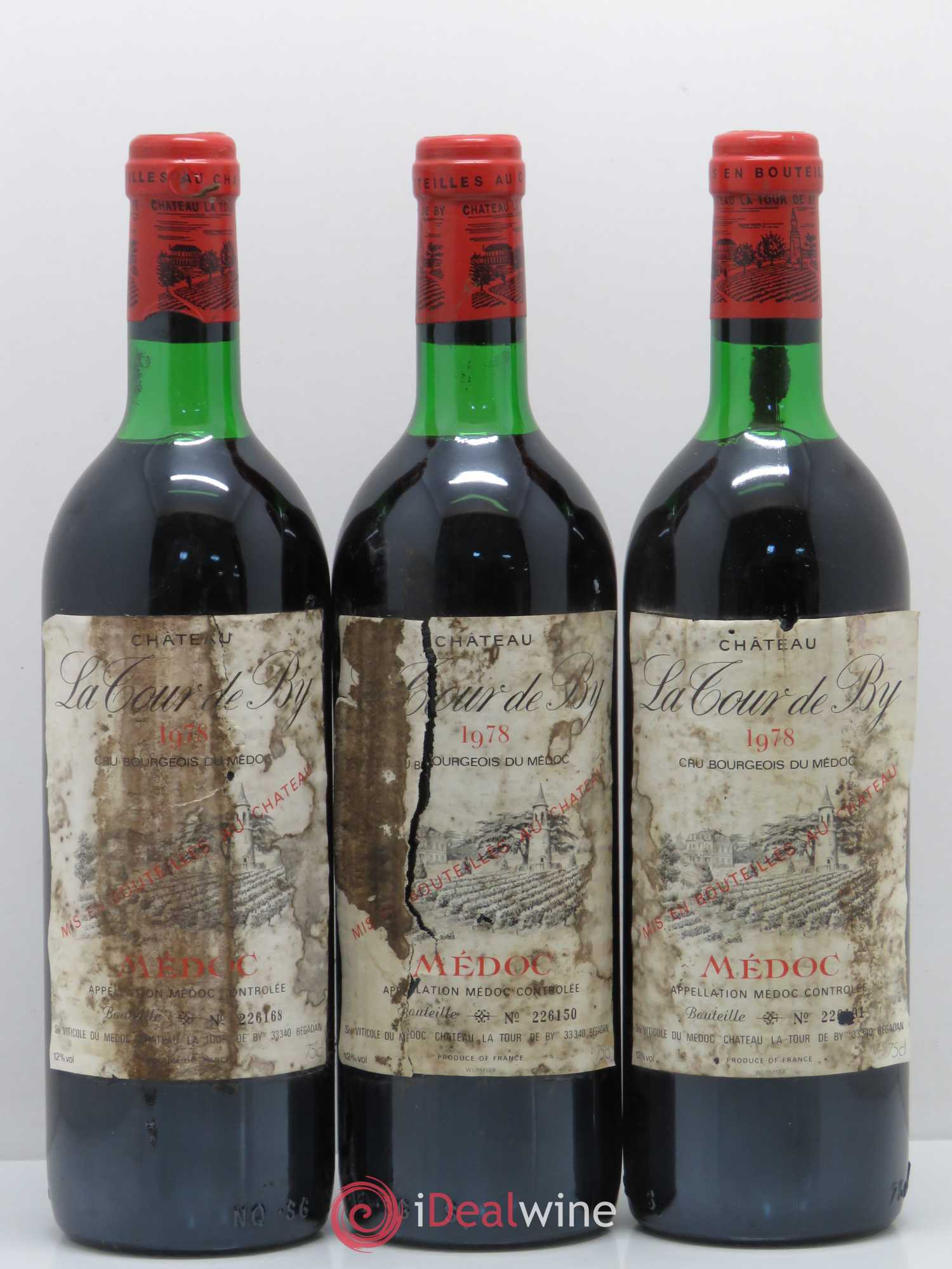 Château La Tour de By Cru Bourgeois 1978 - Lot de 3 bouteilles - 0