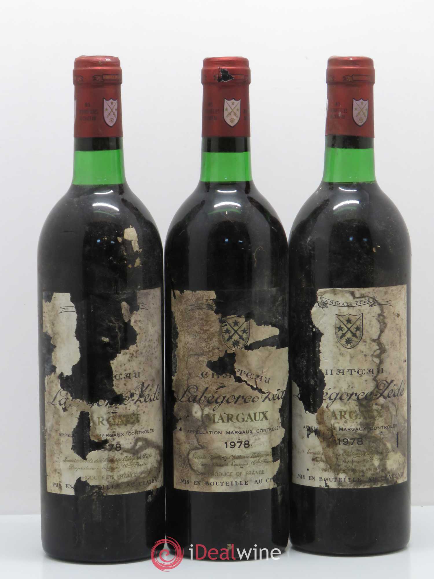 Château Labegorce Zédé Cru Bourgeois 1978 - Lot de 3 bouteilles - 0