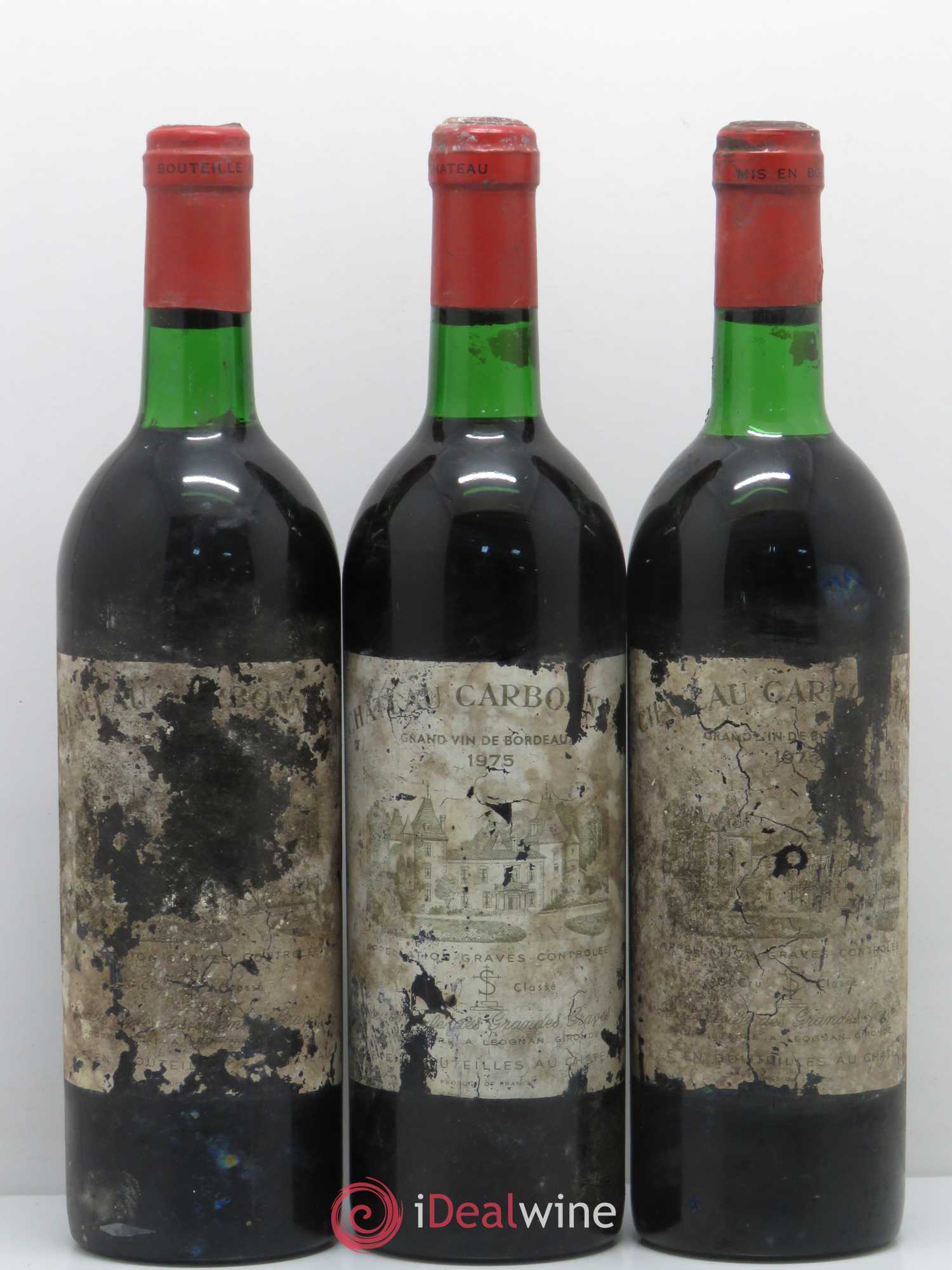 Château Carbonnieux Cru Classé de Graves 1975 - Lot de 3 bouteilles - 0