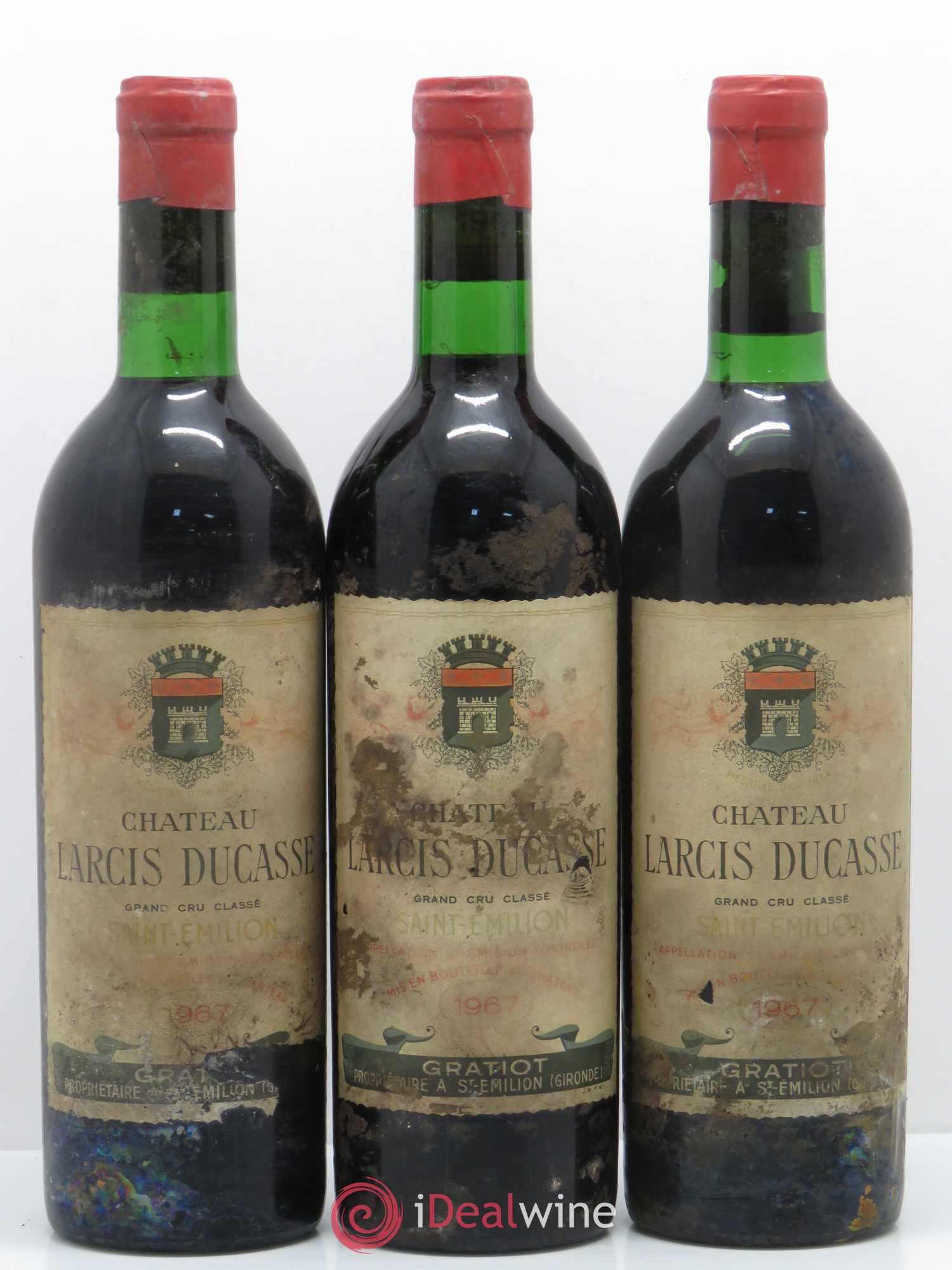 Château Larcis Ducasse 1er Grand Cru Classé B 1967 - Lot de 3 bouteilles - 0