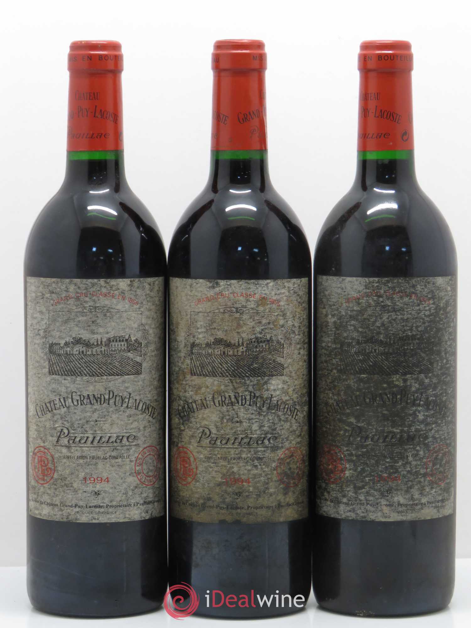 Château Grand Puy Lacoste 5ème Grand Cru Classé 1994 - Lot de 3 bouteilles - 0