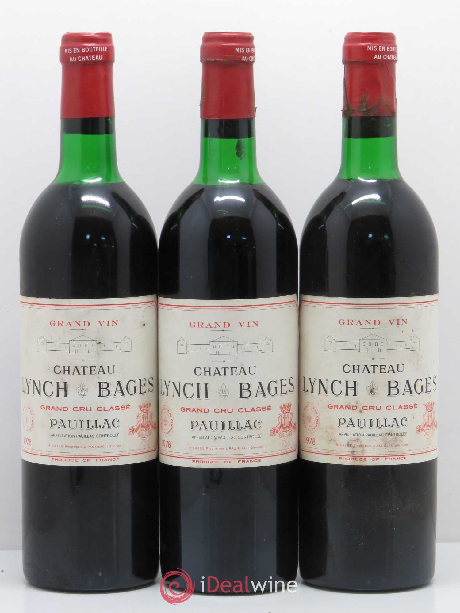 Château Lynch Bages 5ème Grand Cru Classé 1978 - Lot de 3 bouteilles - 0