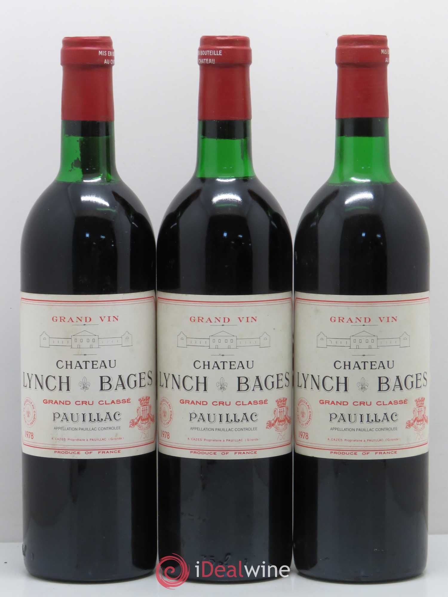 Château Lynch Bages 5ème Grand Cru Classé 1978 - Lot de 3 bouteilles - 0