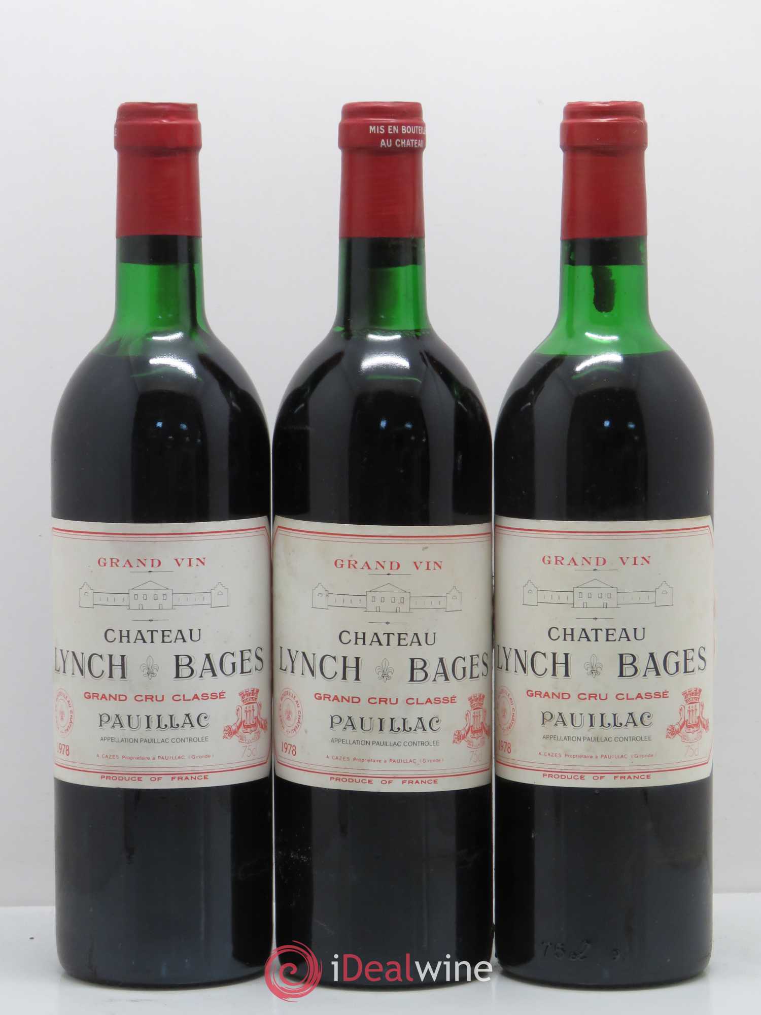 Château Lynch Bages 5ème Grand Cru Classé 1978 - Lot de 3 bouteilles - 0