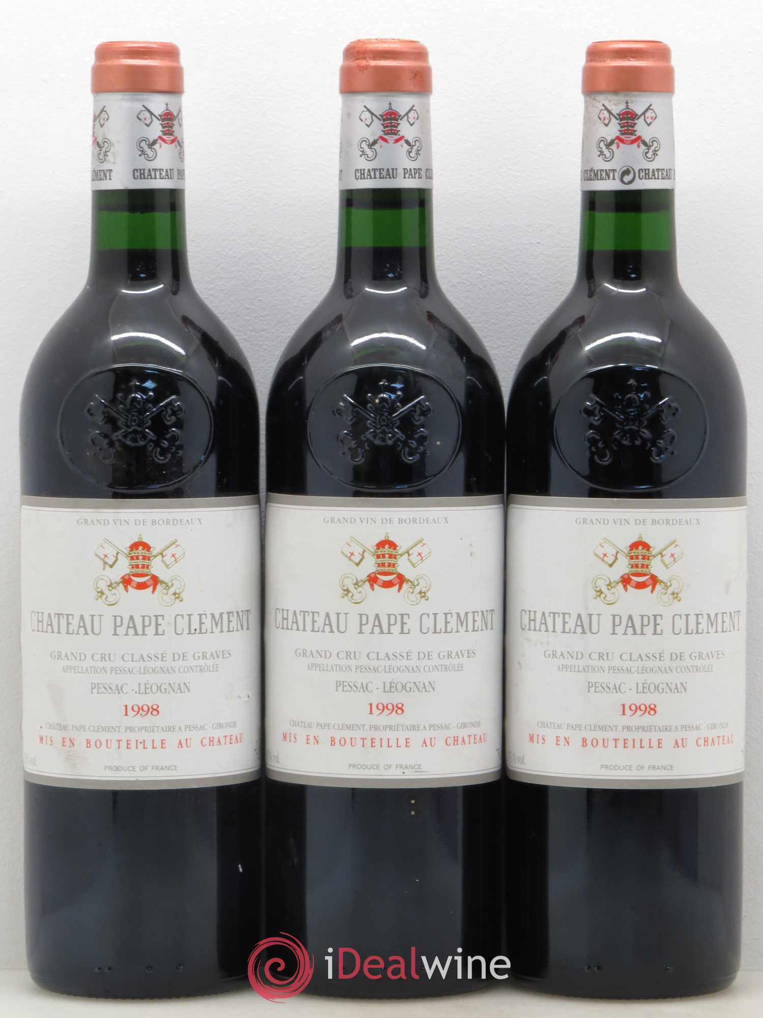 Château Pape Clément Cru Classé de Graves 1998 - Lot de 3 bouteilles - 0