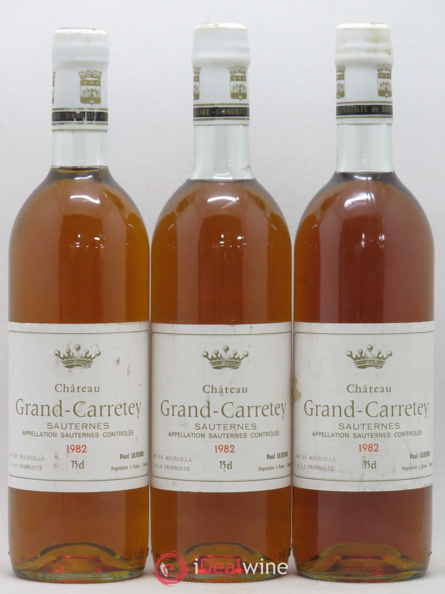 Sauternes Château du Grand Carretey 1982 - Lotto di 3 bottiglie - 0