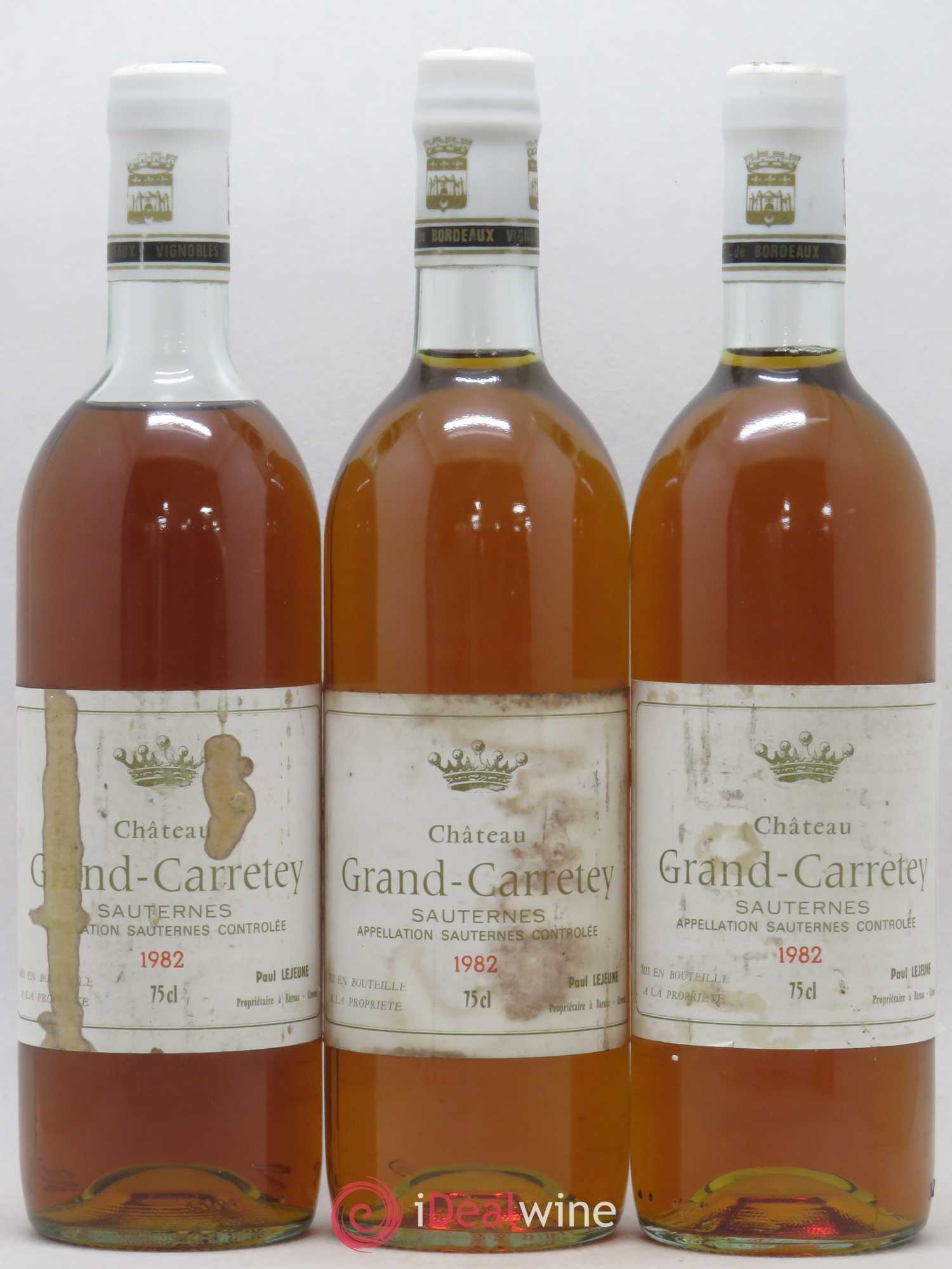 Sauternes Château du Grand Carretey 1982 - Lotto di 3 bottiglie - 0