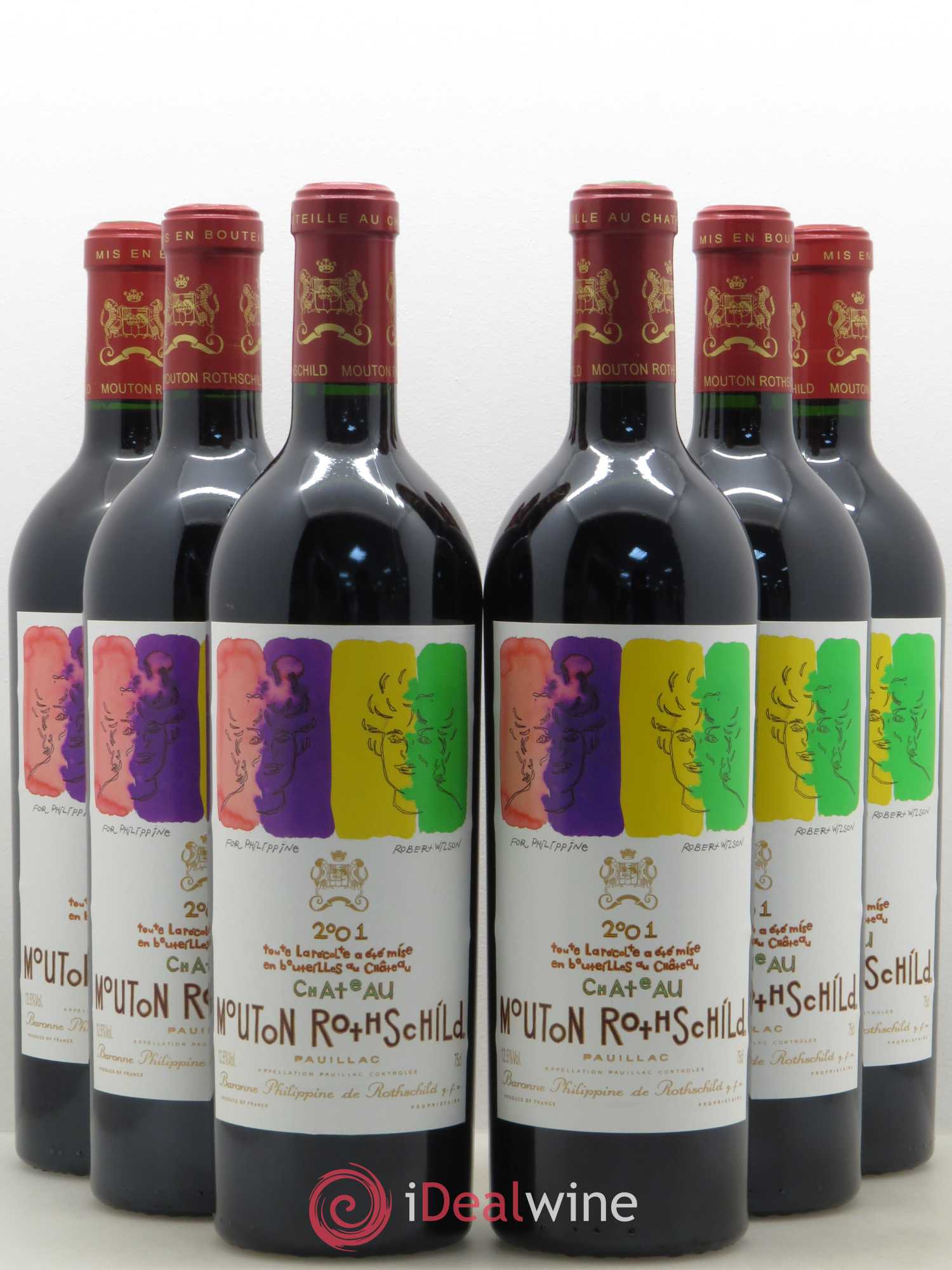 Château Mouton Rothschild 1er Grand Cru Classé 2001 - Lot de 6 bouteilles - 0