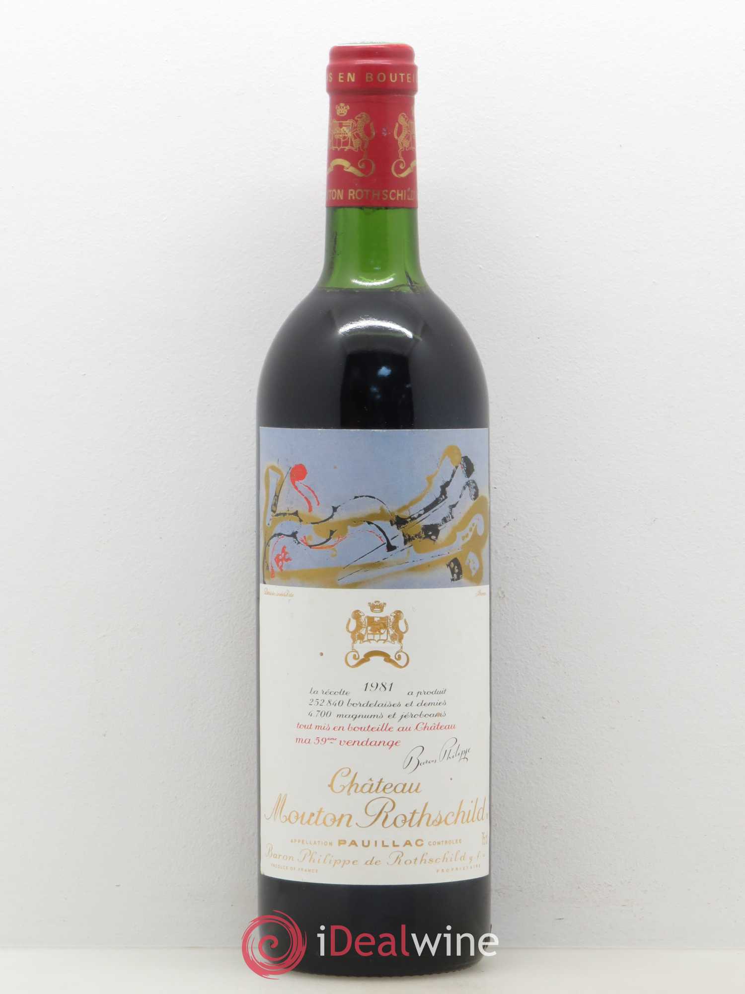 Château Mouton Rothschild 1er Grand Cru Classé 1981 - Lot de 1 bouteille - 0