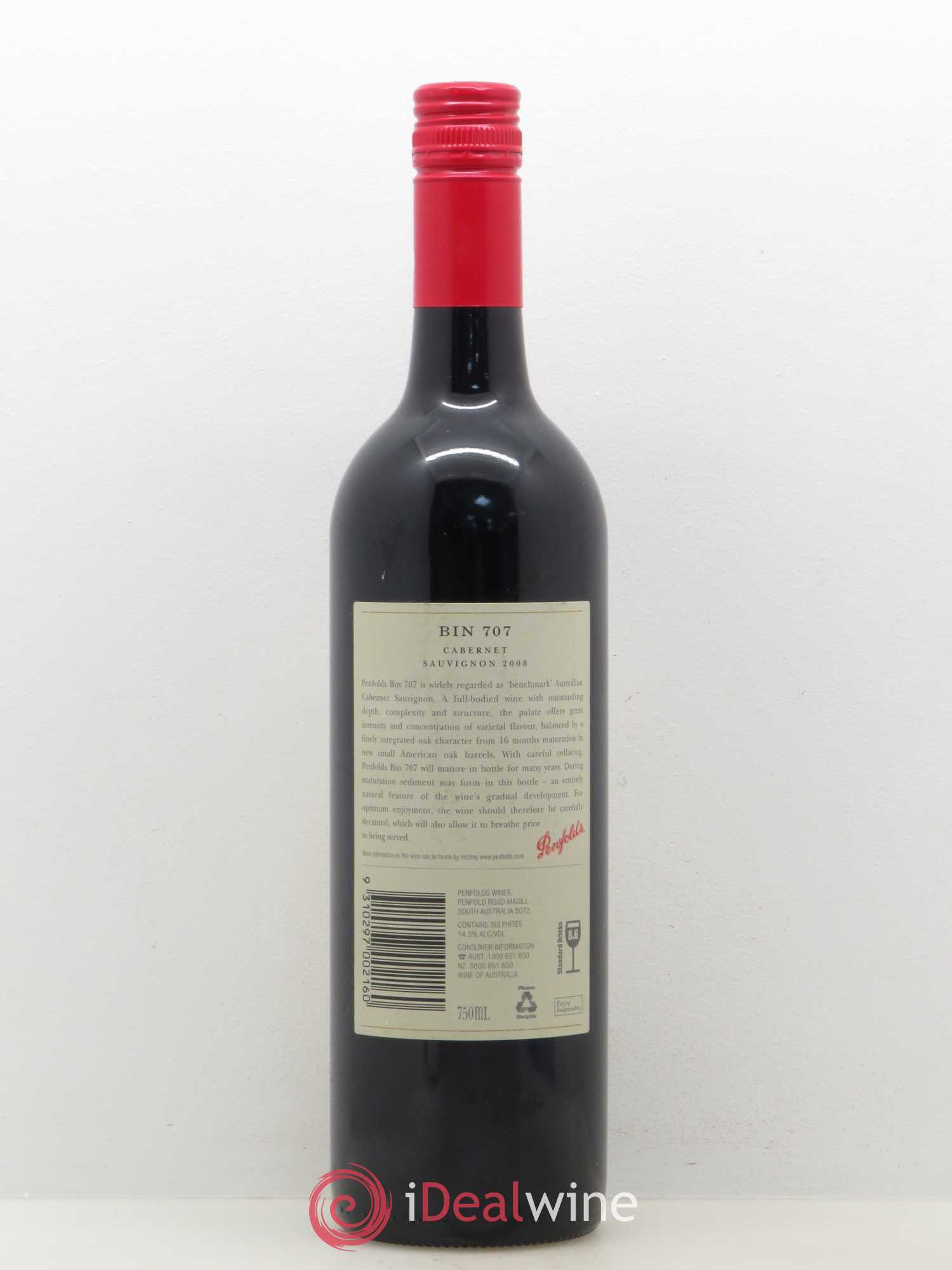 South Australia Penfolds Wines Bin 707 Cabernet Sauvignon 2008 - Lot of 1 bottle - 1