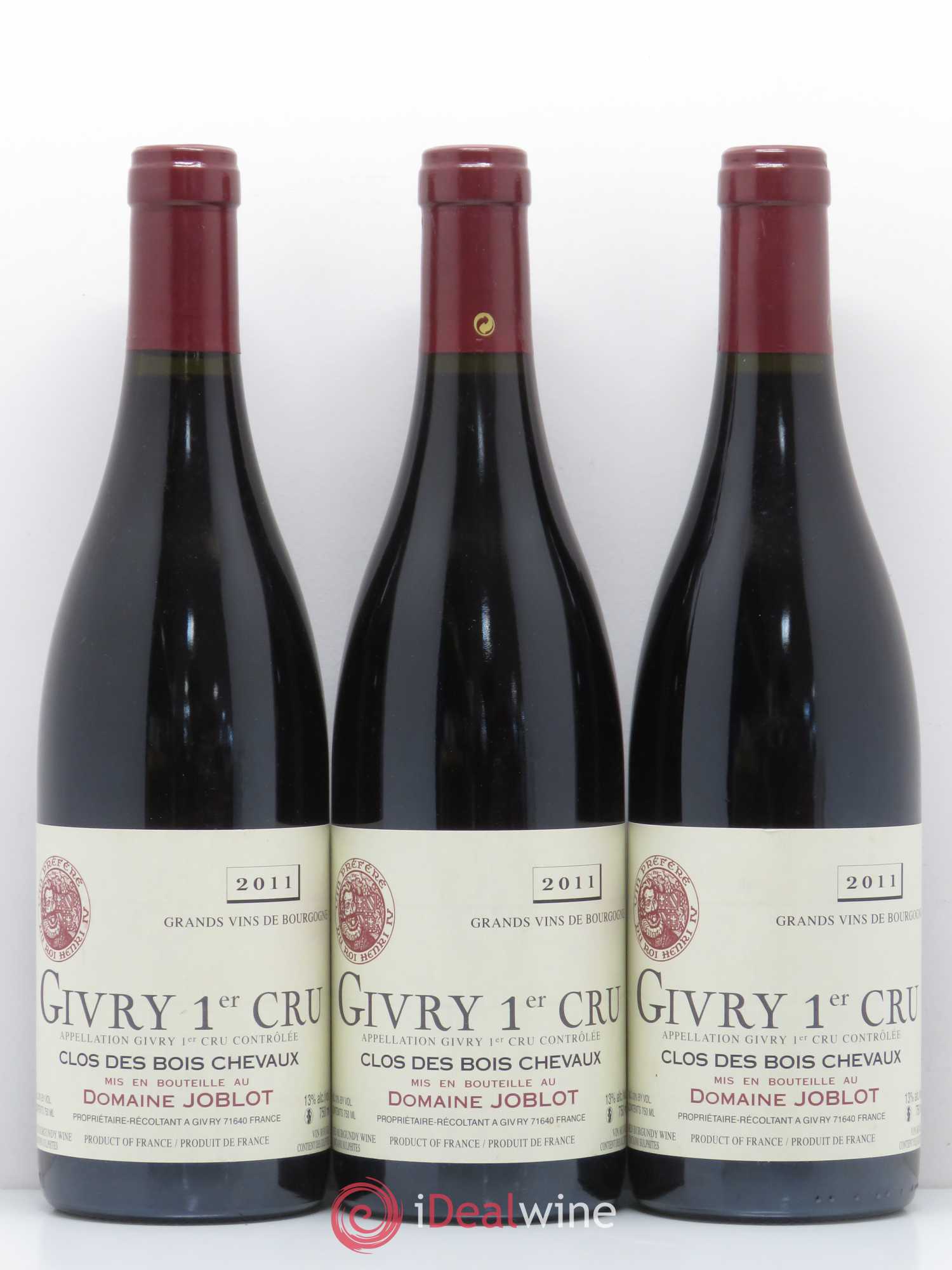 Givry 1er Cru Joblot (Domaine) Clos des Bois Chevaux Domaine Joblot 2011 - Lotto di 6 bottiglie - 2