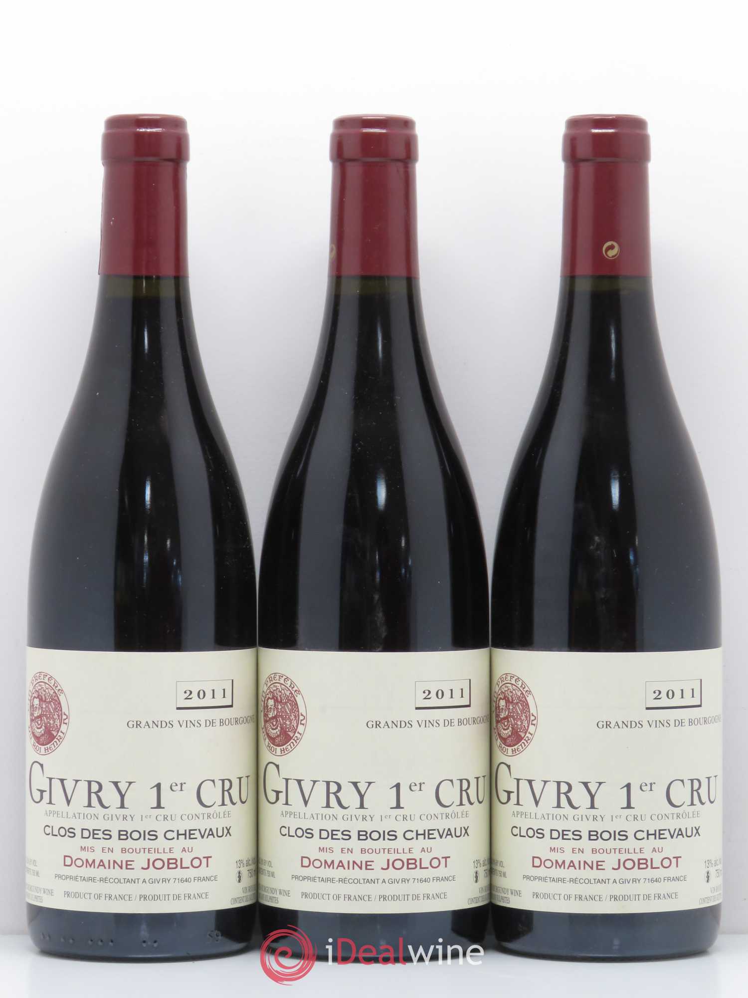 Givry 1er Cru Joblot (Domaine) Clos des Bois Chevaux Domaine Joblot 2011 - Lotto di 3 bottiglie - 0